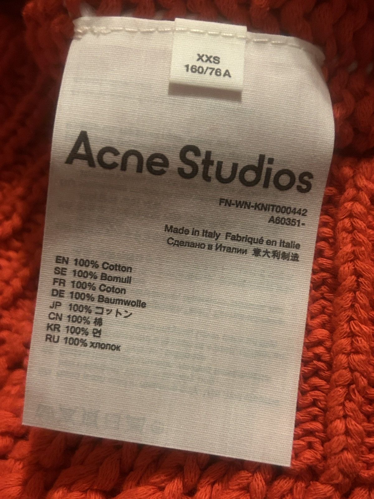 Acne Studios ACNE STUDIOS Crocheted cotton sweater Tomato Red Size: XXS Size XXS / US 00 / IT 34 - 6 Thumbnail