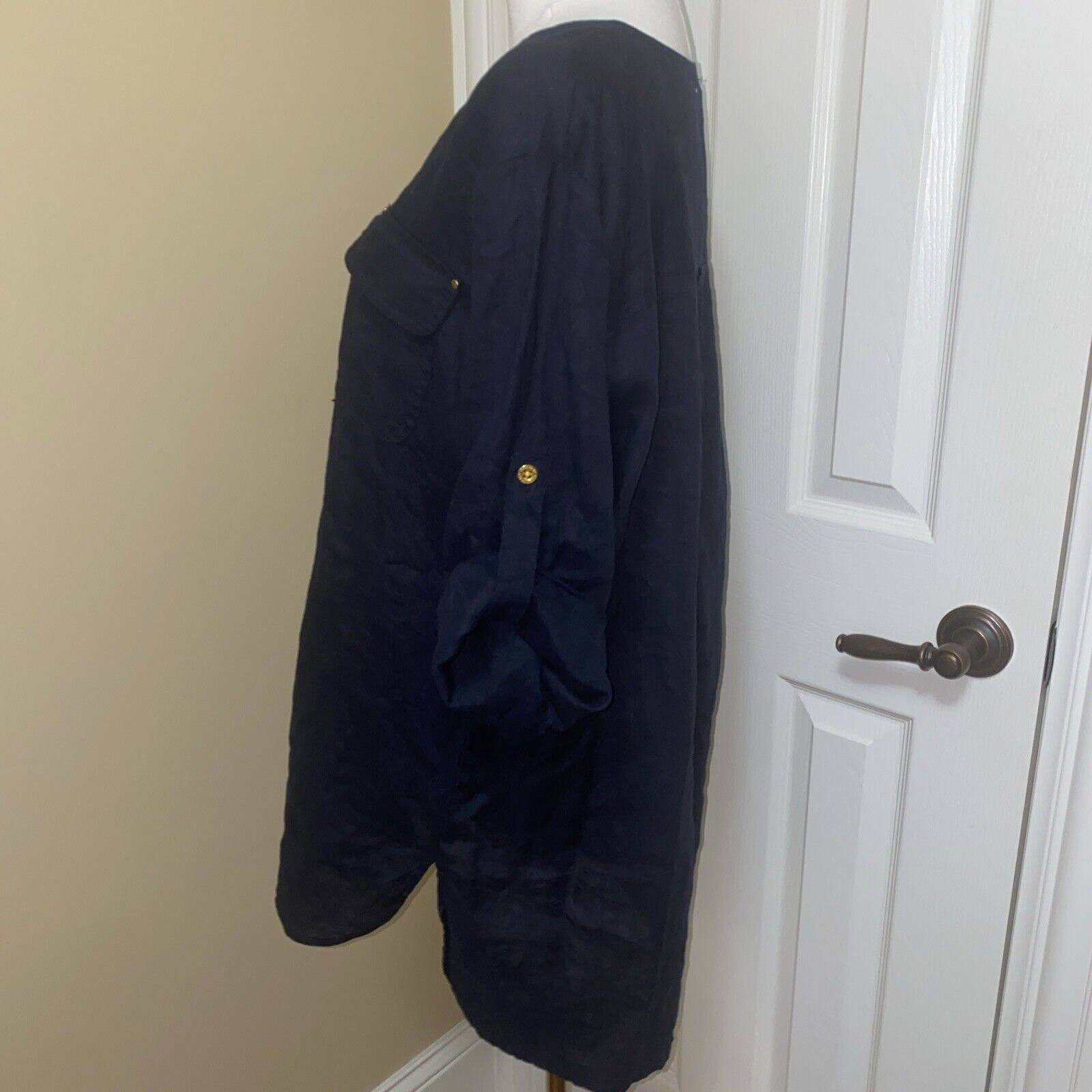 Other ELLEN TRACY 100% LINEN TUNIC TOP LARGE Navy Size L / US 10 / IT 46 - 4 Thumbnail