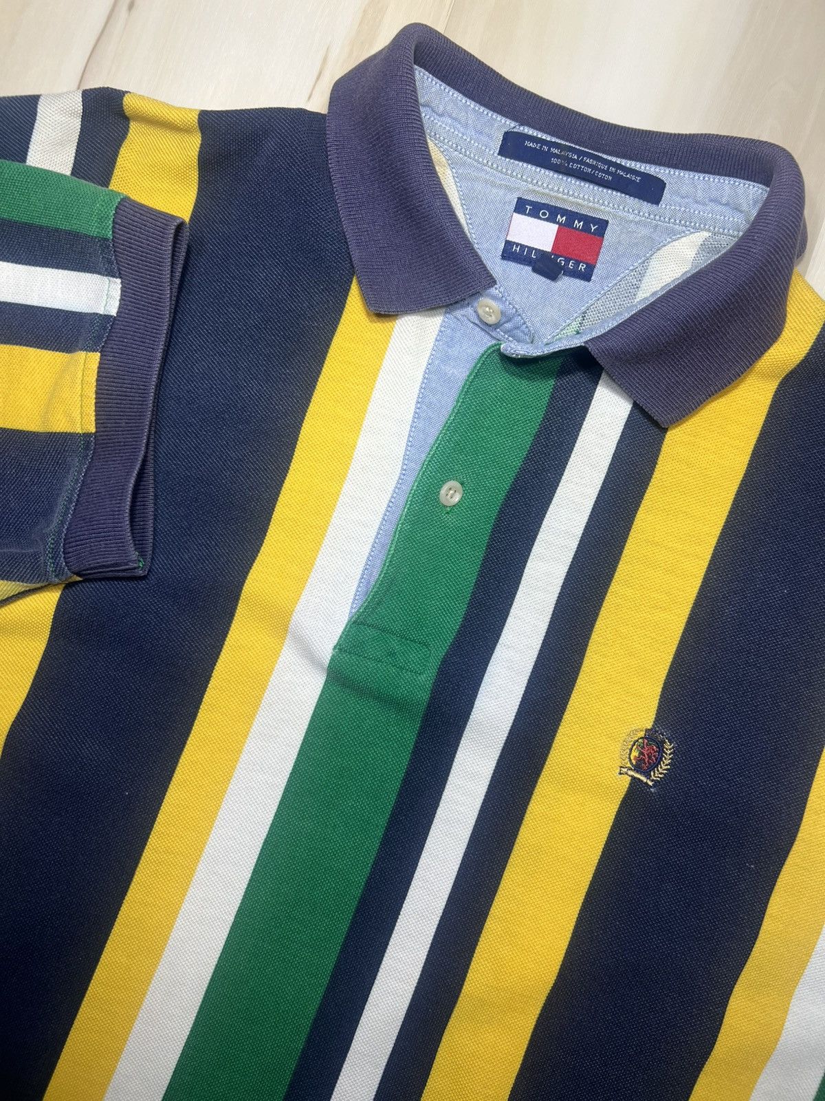 Tommy Hilfiger Vintage Tommy Hilfiger Polo Shirt Medium 90s Striped yellow Size US M / EU 48-50 / 2 - 1 Thumbnail