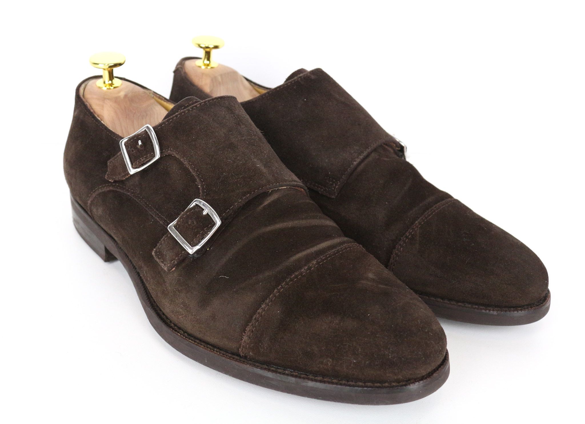 Suitsupply EU40 Brown Suede Calf Leather Double Monk Shoes 73519 Size US 7 / EU 40 - 1 Thumbnail