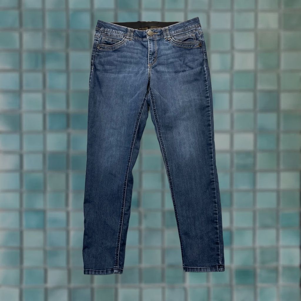 Vintage Democracy Jeans Womens Blue Skinny Stretch Mid Rise Denim Slim Dark Wash 32x28 Size 24" / US 00 / IT 34 - 1 Thumbnail