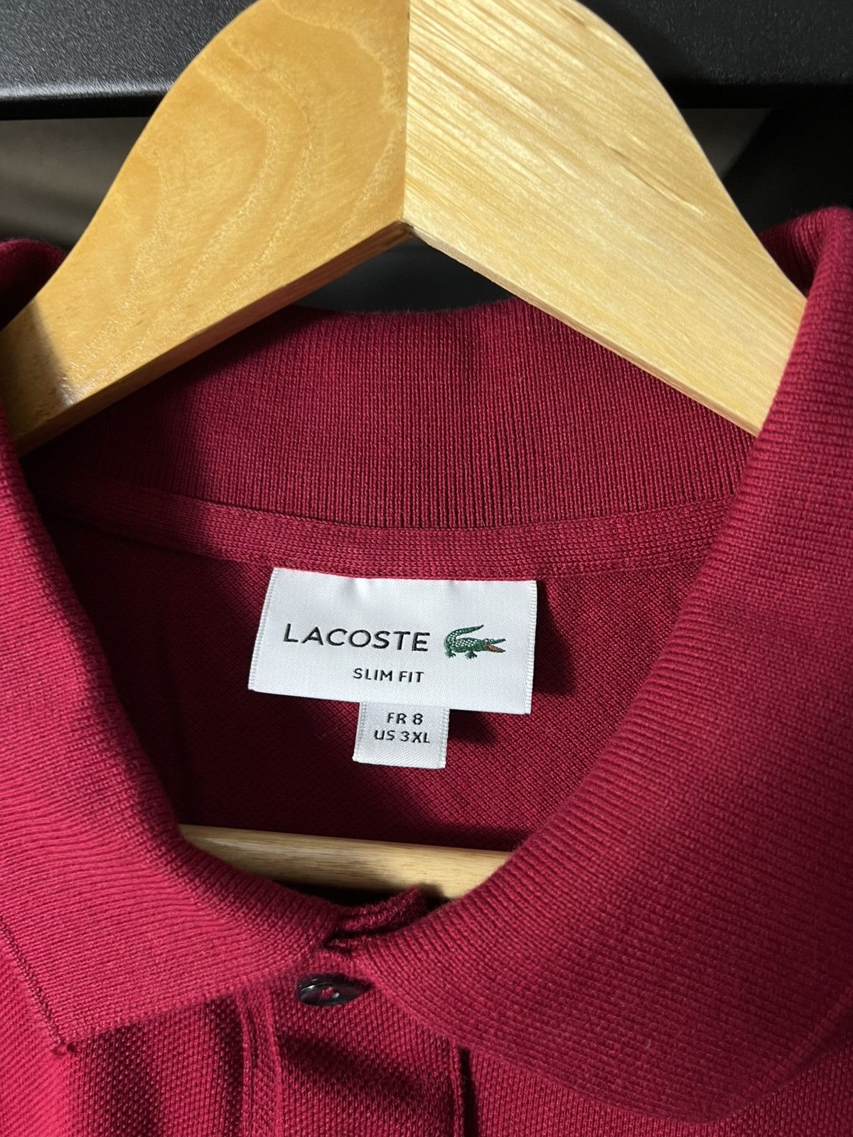 Lacoste 🔴 Lacoste Slim Fit Polo Burgundy Size 3XL Size US XXL / EU 58 / 5 - 3 Thumbnail