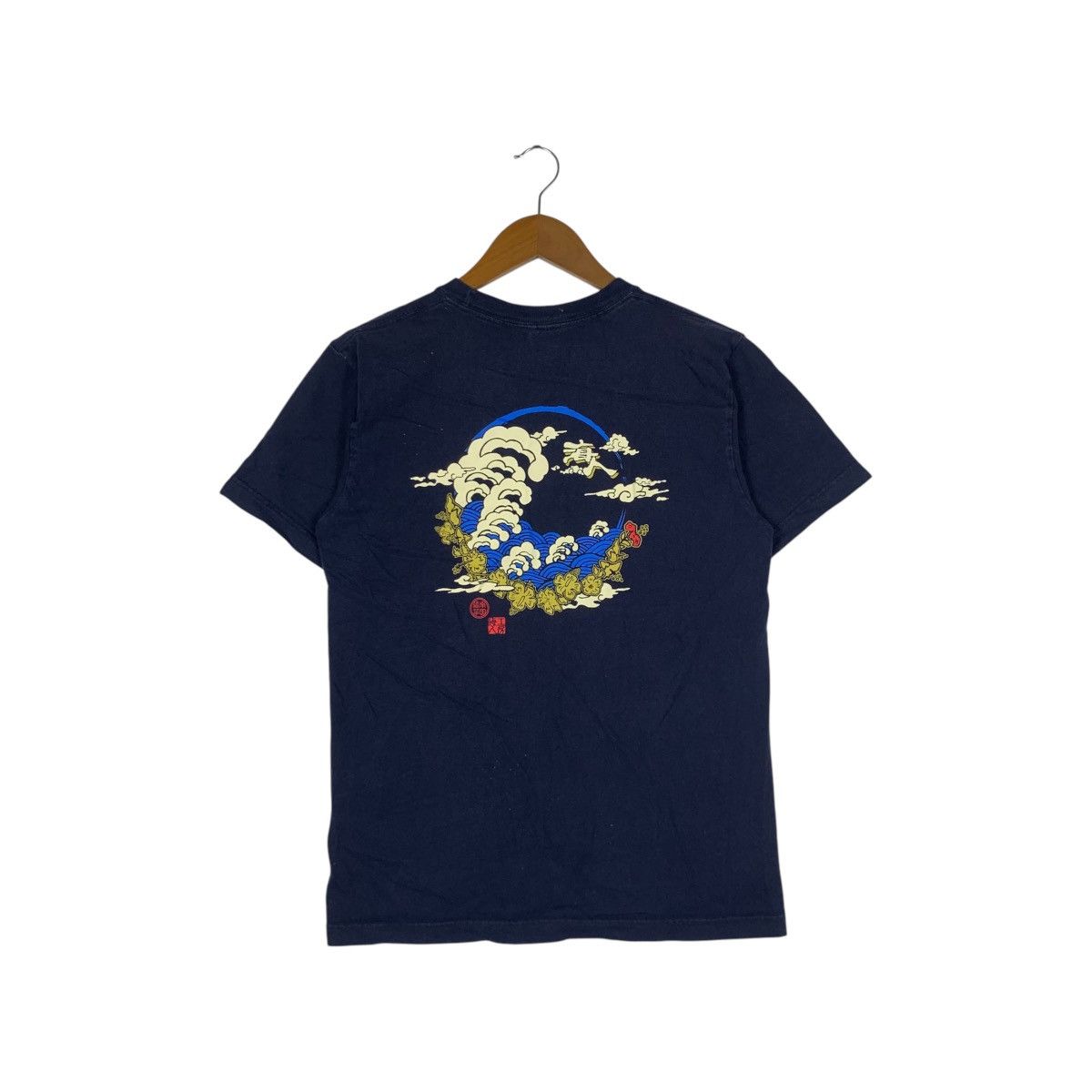 Vintage Vintage JAPAN TRADITIONAL Umin Chu Ocean Wave Tee Shirt Size M / US 6-8 / IT 42-44 - 4 Thumbnail