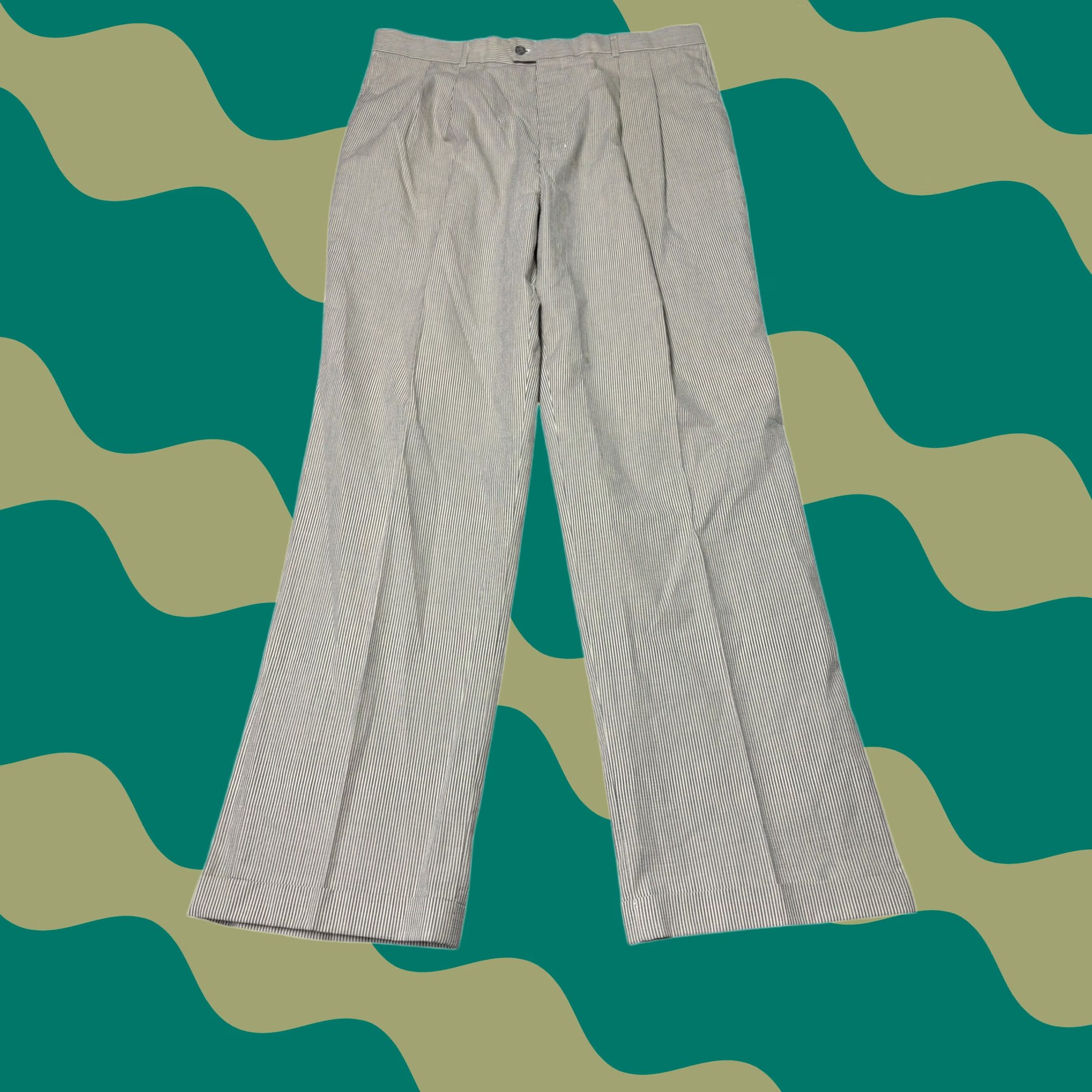 Eddie Bauer VINTAGE Eddie Bauer Seersucker Pants Striped Pleated 40x34 Men Dress Pants Blue Lightweight Size US 40 / EU 56 - 1 Thumbnail