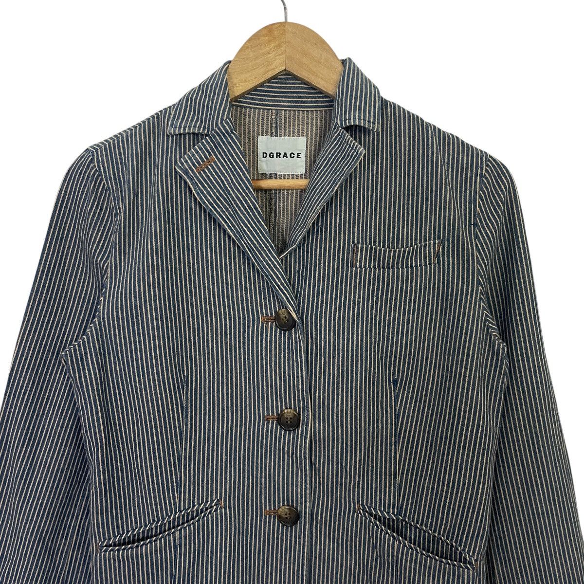 20471120 Vintage Dgrace Hickory Stripe Coat Jacket Size M / US 6-8 / IT 42-44 - 2 Thumbnail