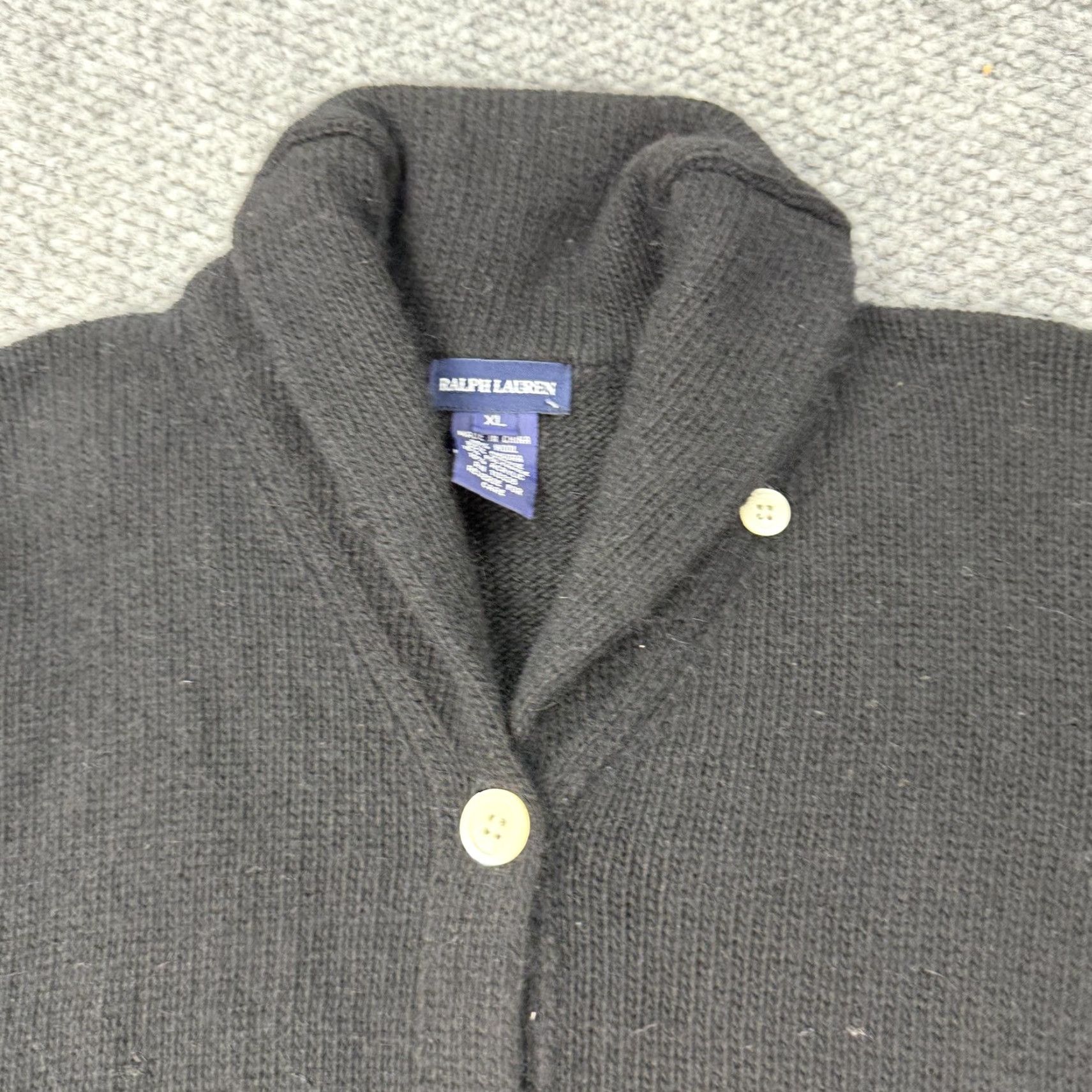 Ralph Lauren VINTAGE Ralph Lauren Cardigan Sweater Womens XL Black Shawl Collar Angora Wool Knit Coat, 60s? Size XL / US 12-14 / IT 48-50 - 4 Thumbnail