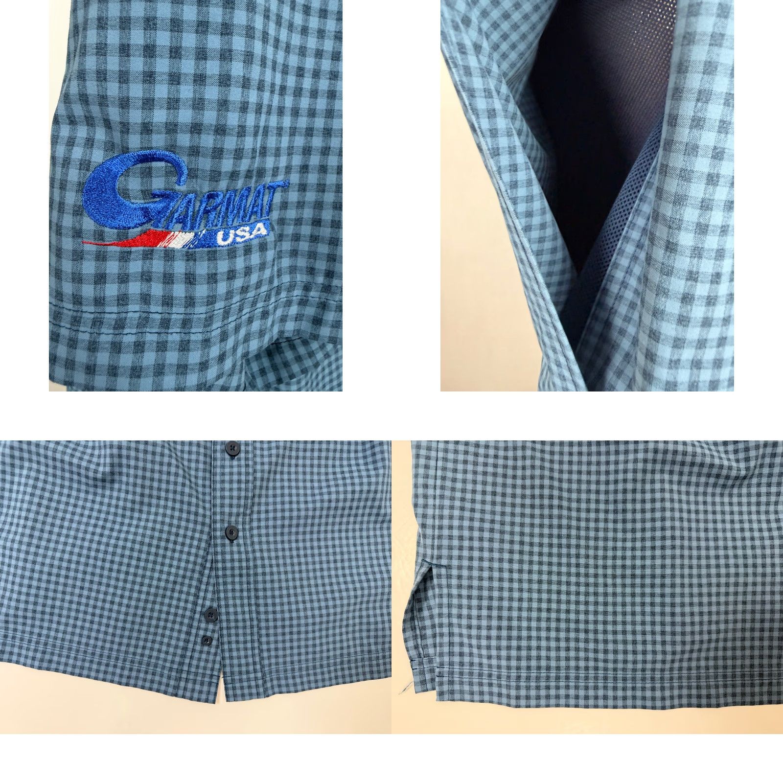 Vintage Game Guard Shirt Men 2XL Button-Up Short Sleeve Blue Polyester Microfiber Breathable Pockets Outdoor Casual Travel Size US XXL / EU 58 / 5 - 9 Thumbnail