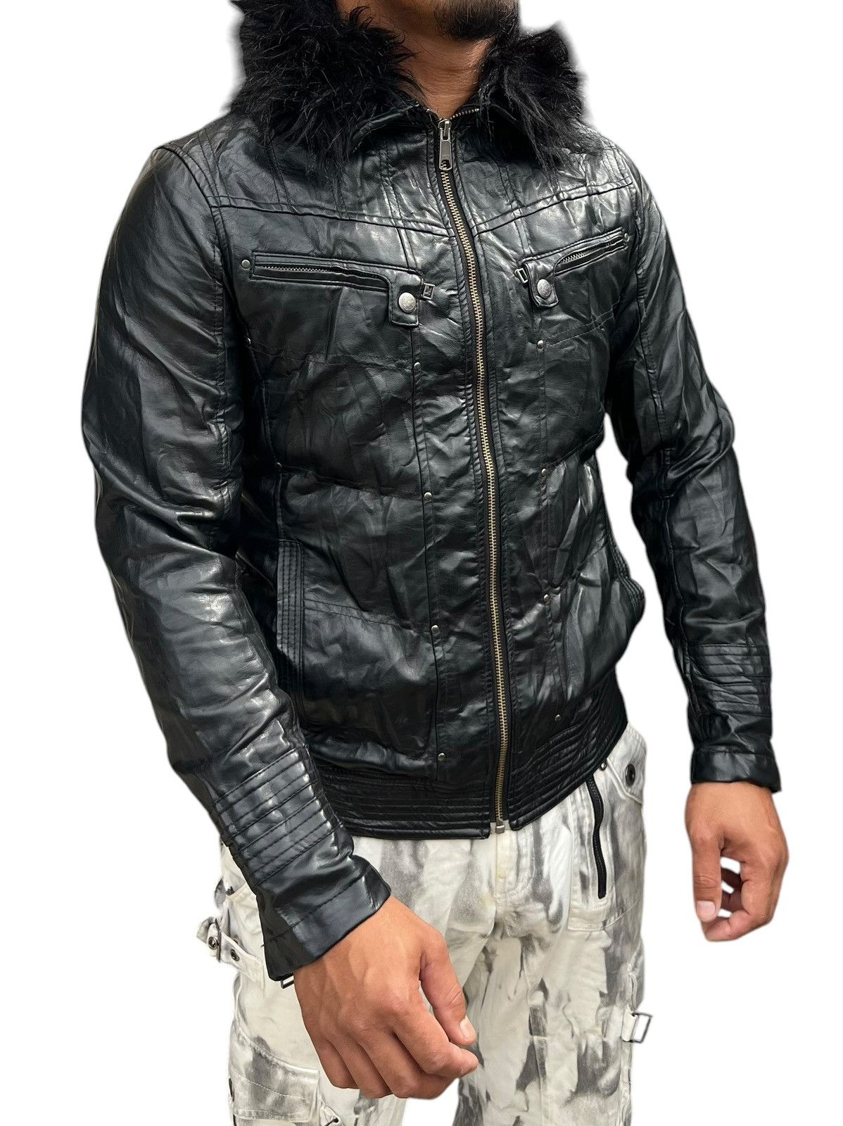 Von Dutch Von Dutch Gothic Multipocket Black Fur Faux Leather Size US L / EU 52-54 / 3 - 3 Thumbnail