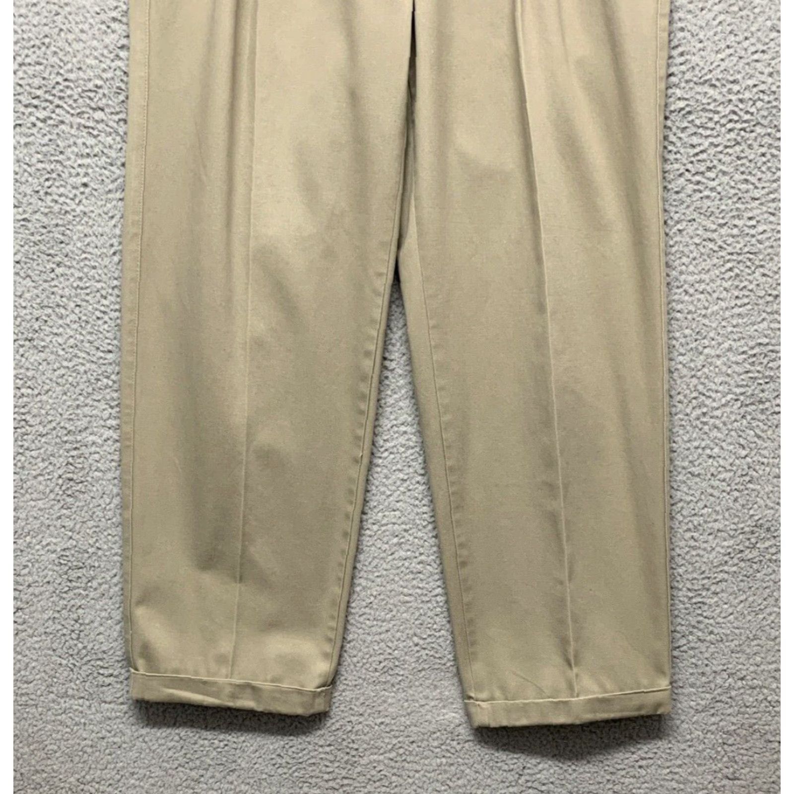 Logo 7 Dress Pants Men 34W 30L Tan Pleated Front Cuffed Hem Button Pockets LOGO Size US 34 / EU 50 - 3 Thumbnail