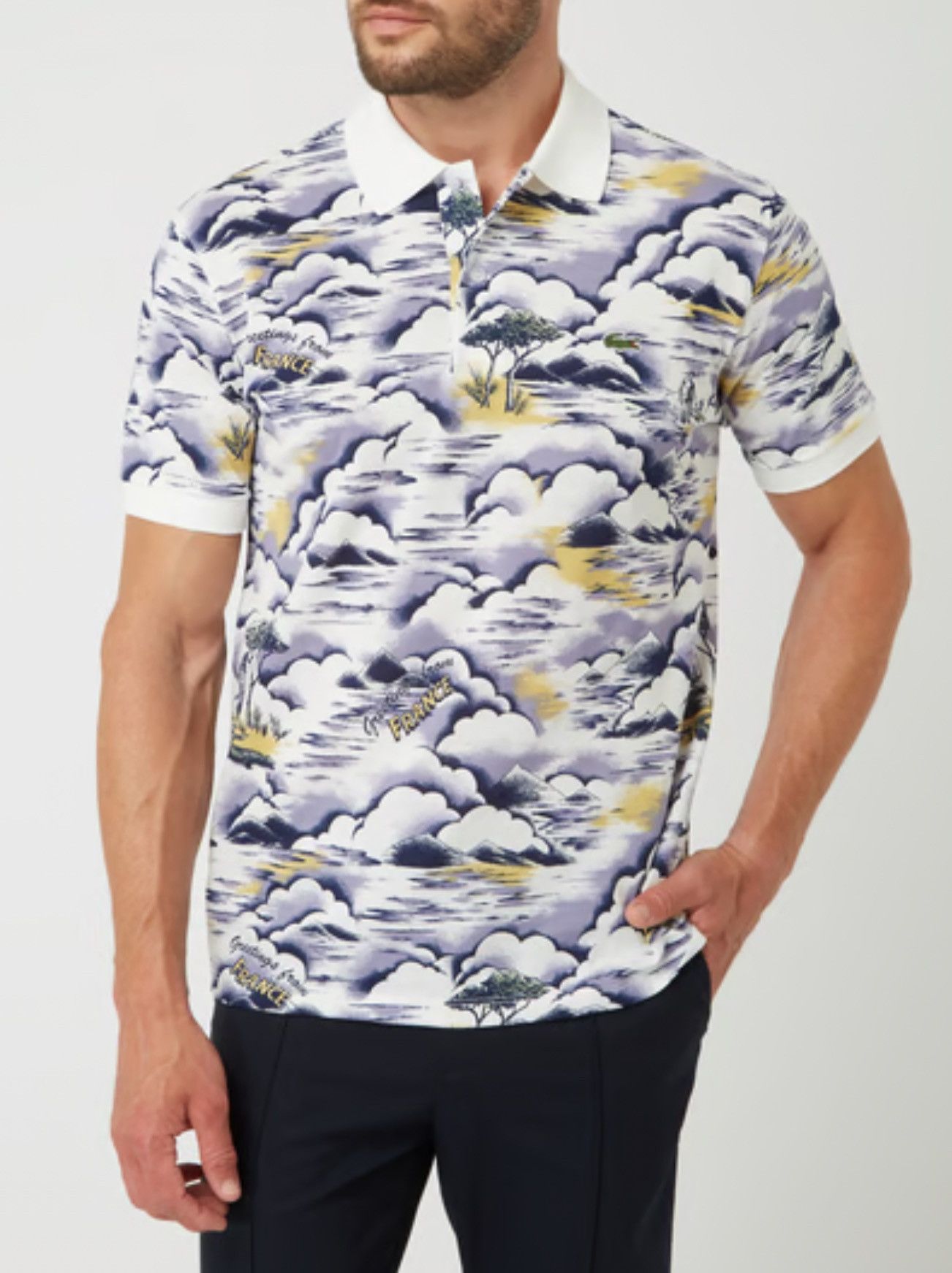 Lacoste 🇫🇷 Lacoste Greeting From France Polo T-Shirt Classic Fit Rare Size US L / EU 52-54 / 3 - 2 Thumbnail