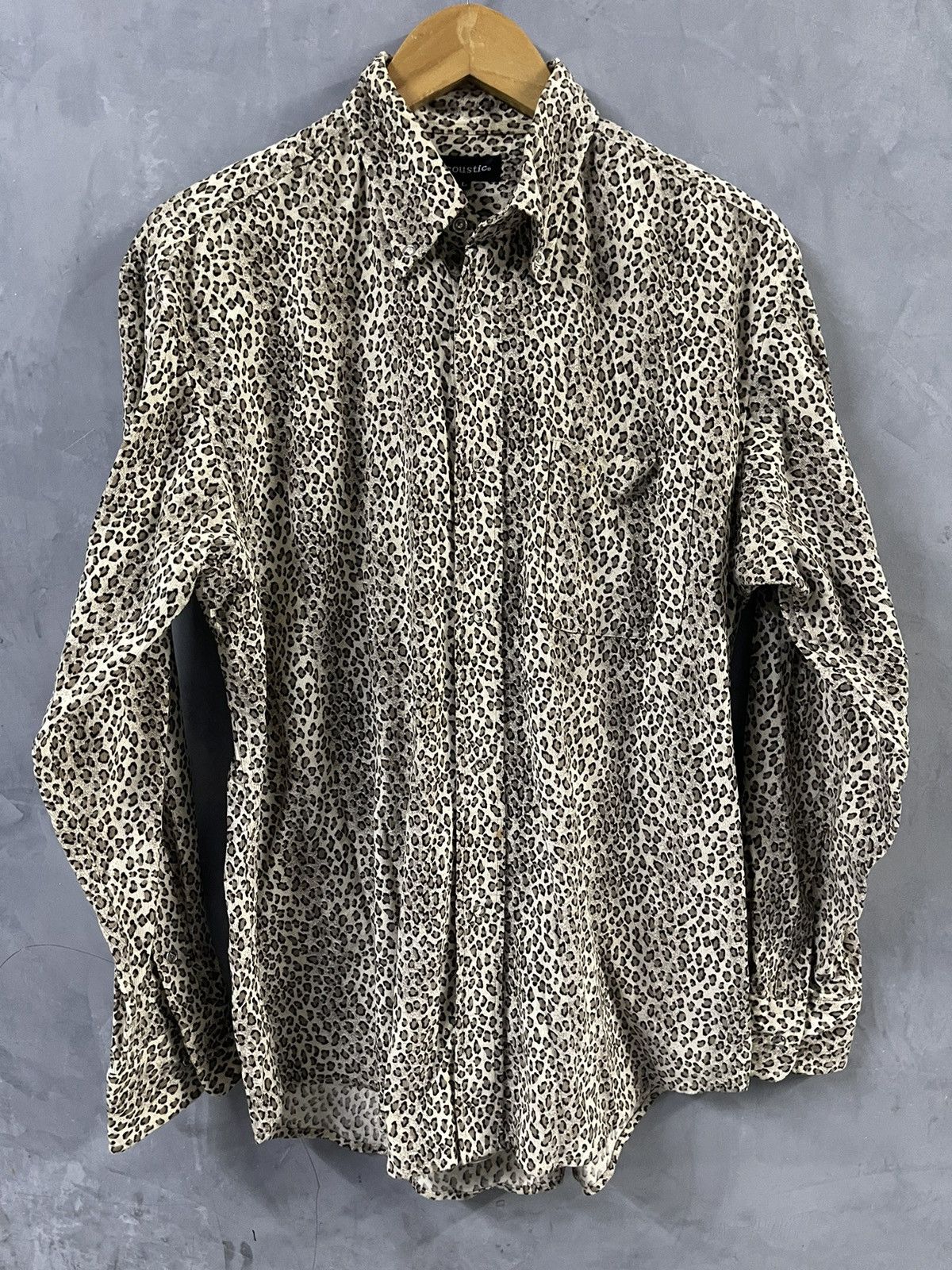 Japanese Brand ACOUSTIC - Vintage Leopard Printed Shirt Size US L / EU 52-54 / 3 - 5 Thumbnail