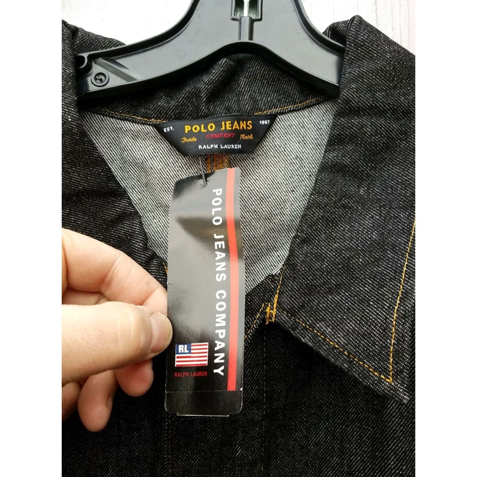 Vintage VINTAGE Polo Jeans Company Barn Coat Button Up Jacket Black Denim Mens 2XL 29 Chest 34 Length Size US XXL / EU 58 / 5 - 3 Thumbnail