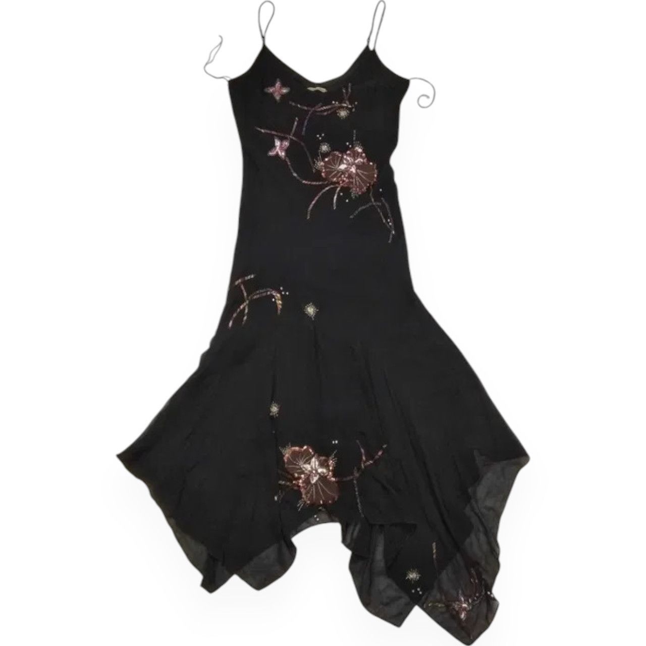 NOCTURNE Black asymmetric silk midi dress beaded sz S Size S / US 4 / IT 40 - 1 Thumbnail