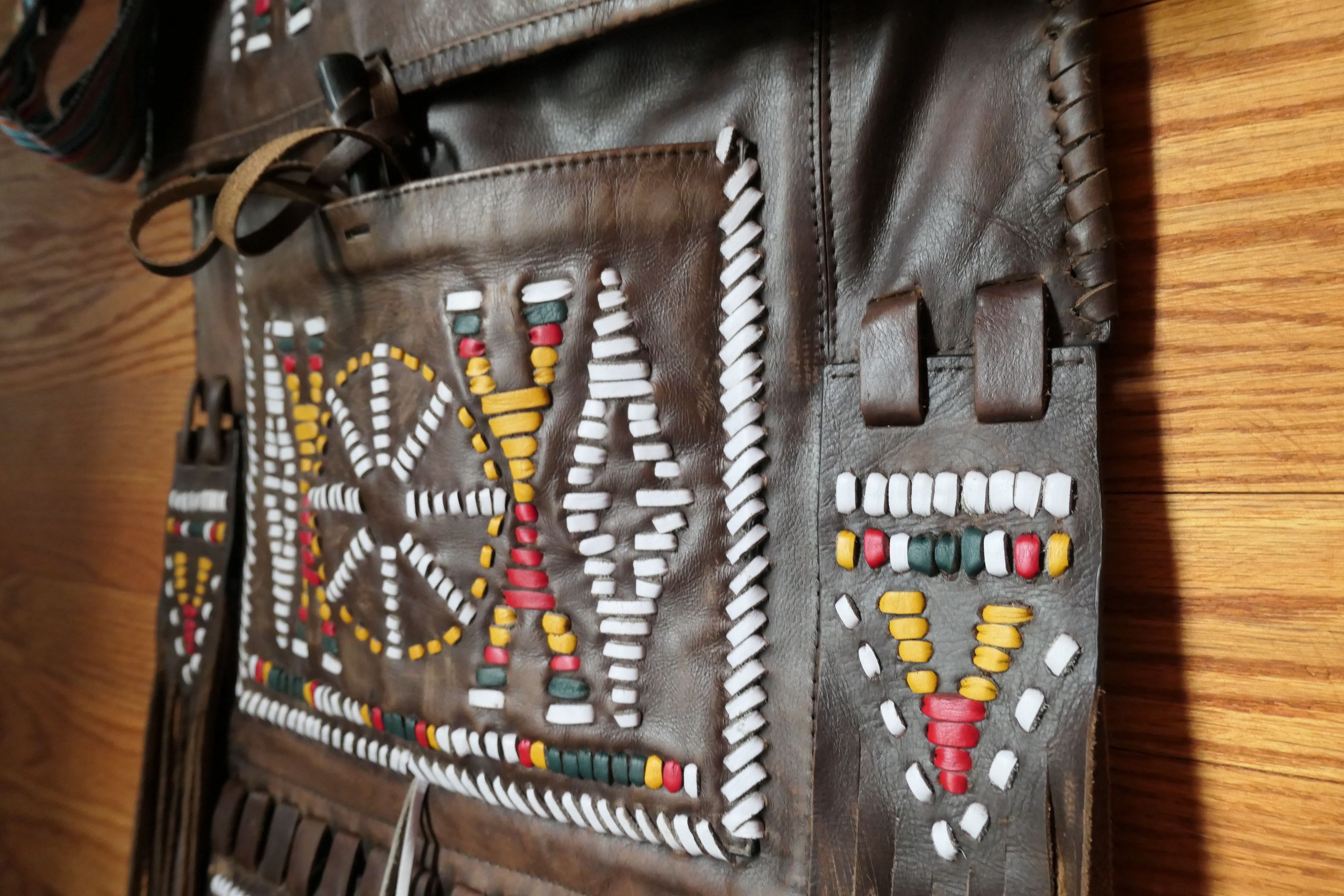 Other 🔥Handmade Tribal Beaded Leather Fringe Bag Size ONE SIZE - 6 Thumbnail