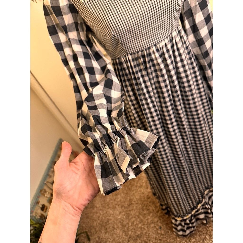 Homemade Vintage Homemade Long Sleeve Gingham Daisy Maxi Dress Size S / US 4 / IT 40 - 4 Thumbnail