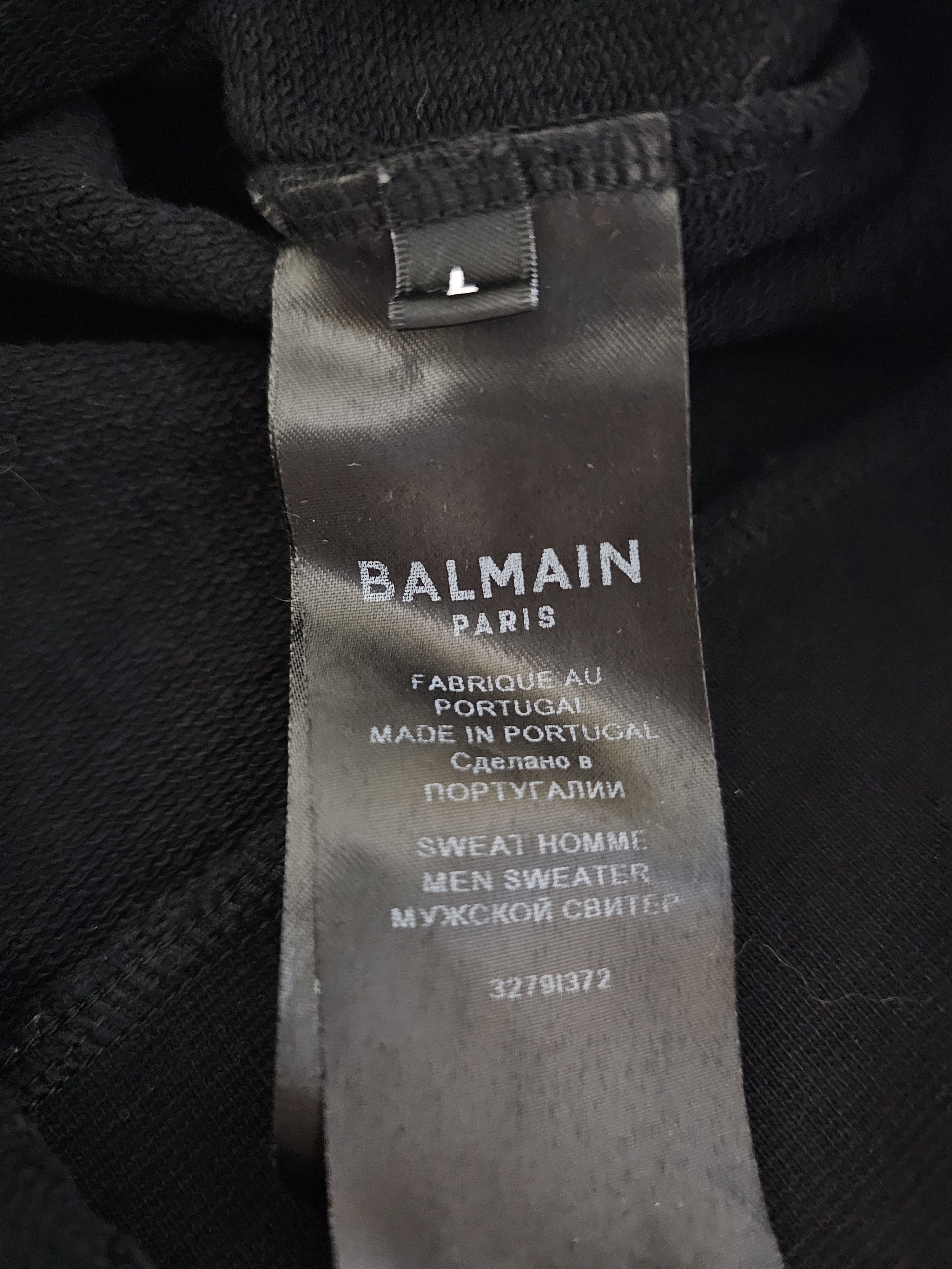 Balmain Balmain Men's Black Velvet Logo Sweatshirt Size M Size US L / EU 52-54 / 3 - 6 Thumbnail