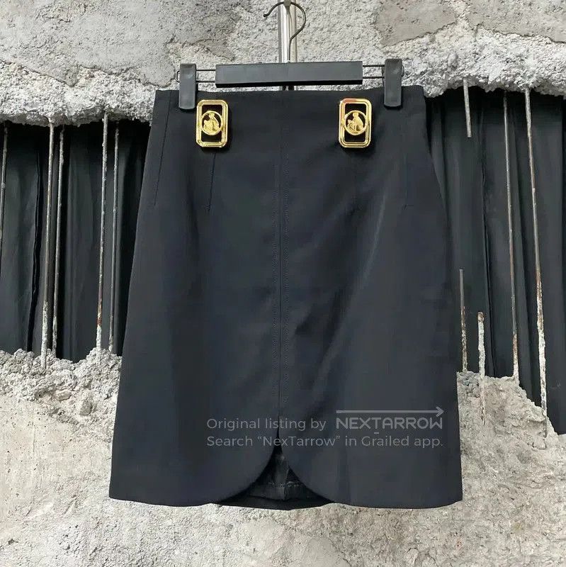 Lanvin Lanvin Black Cotton A-Line Skirt for Summer . Size 26" / US 2 / IT 38 - 1 Thumbnail