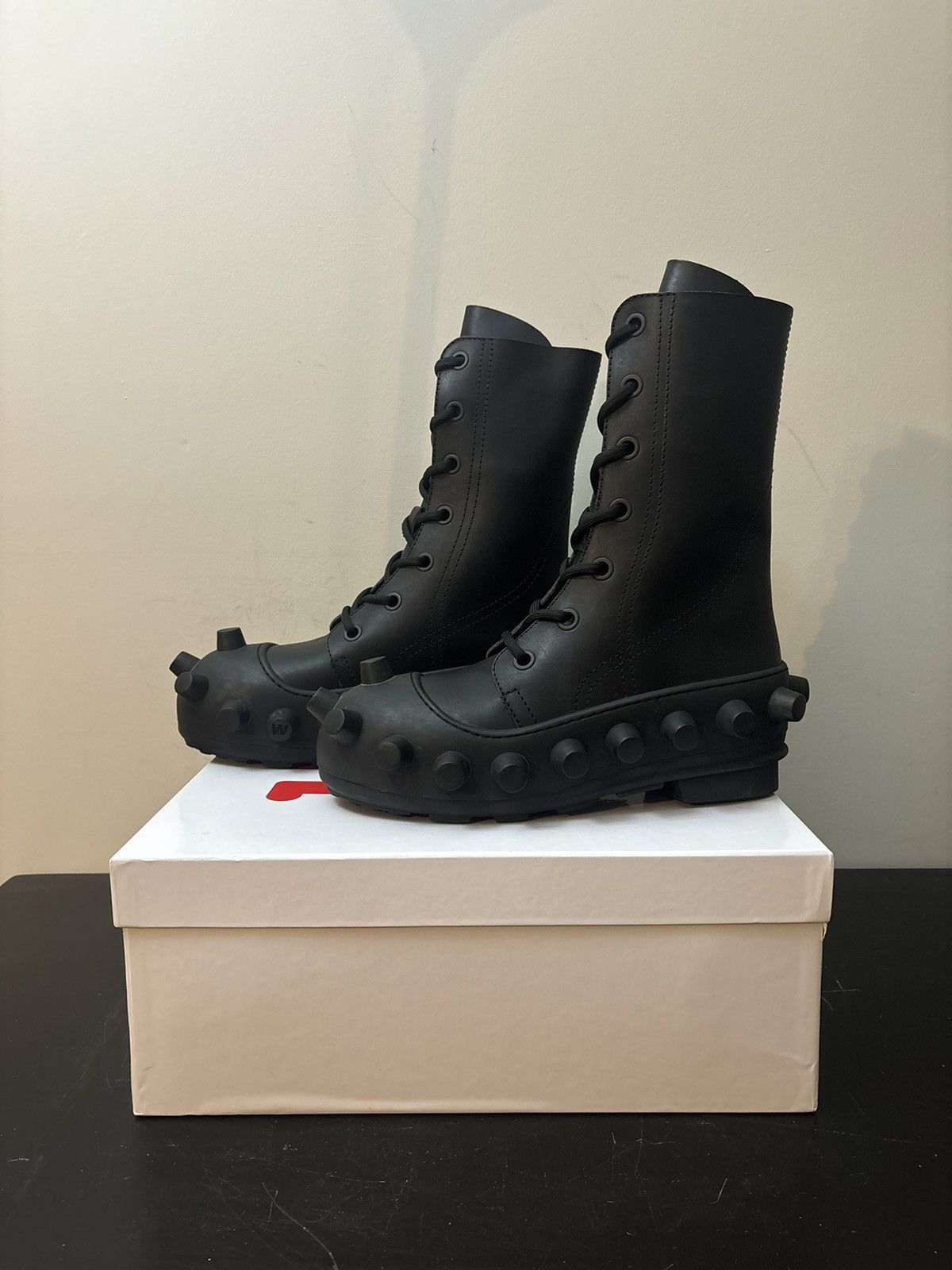 Walter Van Beirendonck Walter Van Beirendonck Boom Leather Rubber Sole Boots Black Size US 13 / EU 46 - 1 Thumbnail