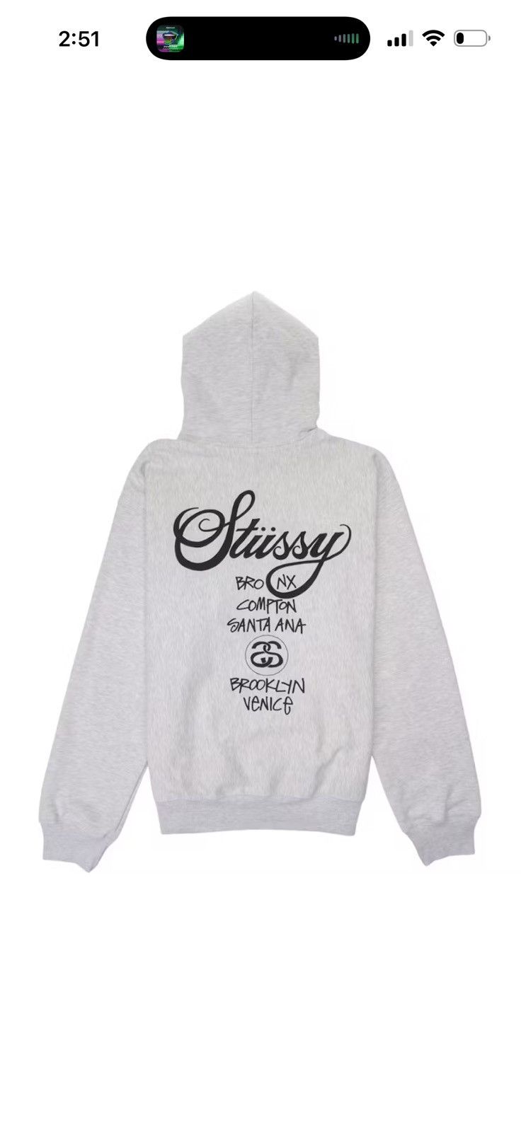 Stussy STUSSY WORLD TOUR HOODIE IN ASH HEATHER SIZE MEDIUM Size US M / EU 48-50 / 2 - 2 Thumbnail