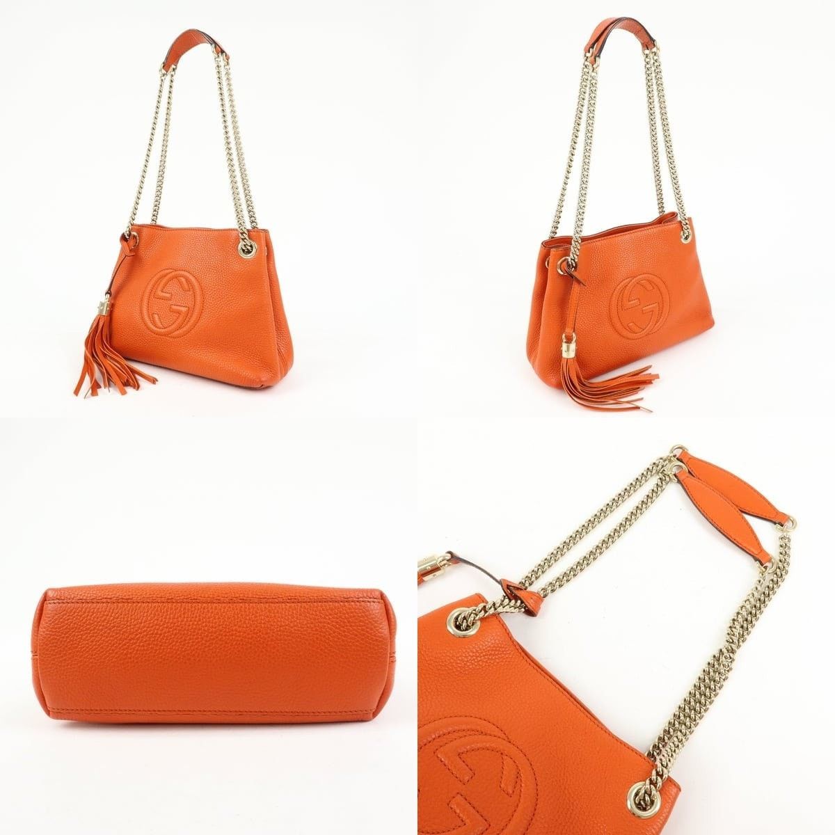 Gucci Gucci Soho Chain Shoulder Bag Calfskin Orange Size ONE SIZE - 3 Thumbnail