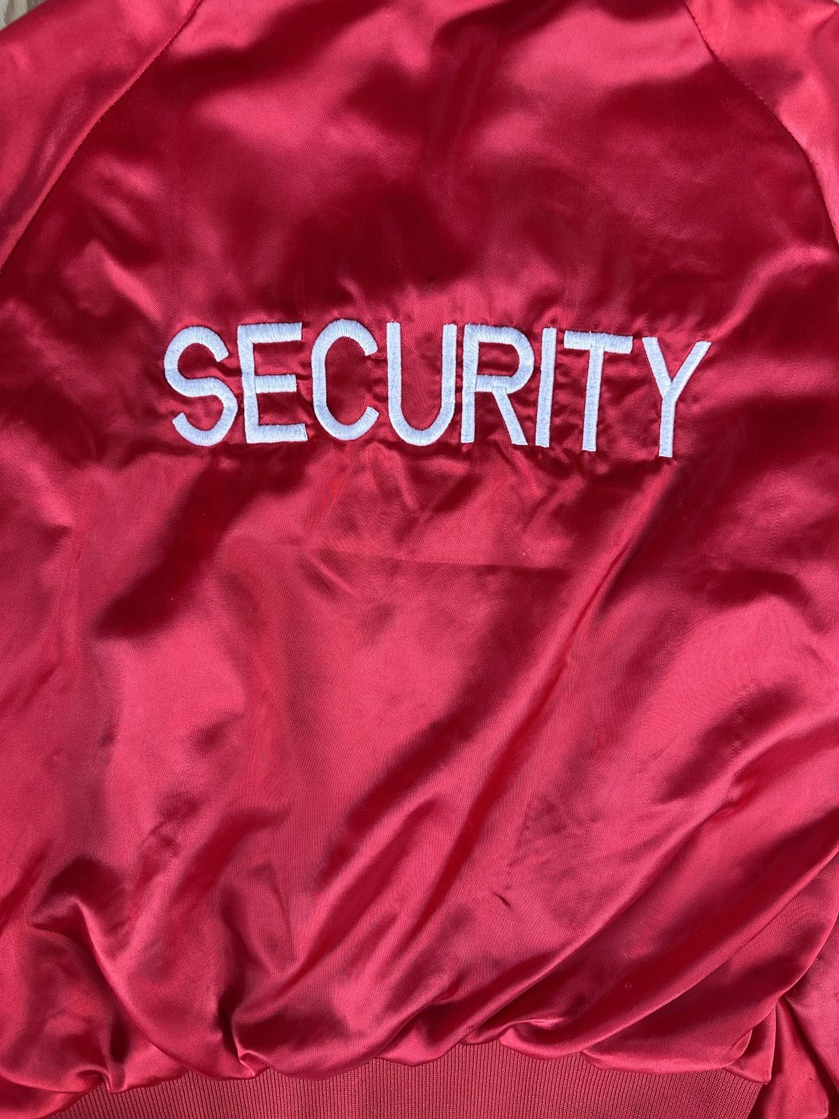 Other Vintage Red Satin SECURITY Jacket | 80s–90s Bomber | M Size US M / EU 48-50 / 2 - 2 Thumbnail