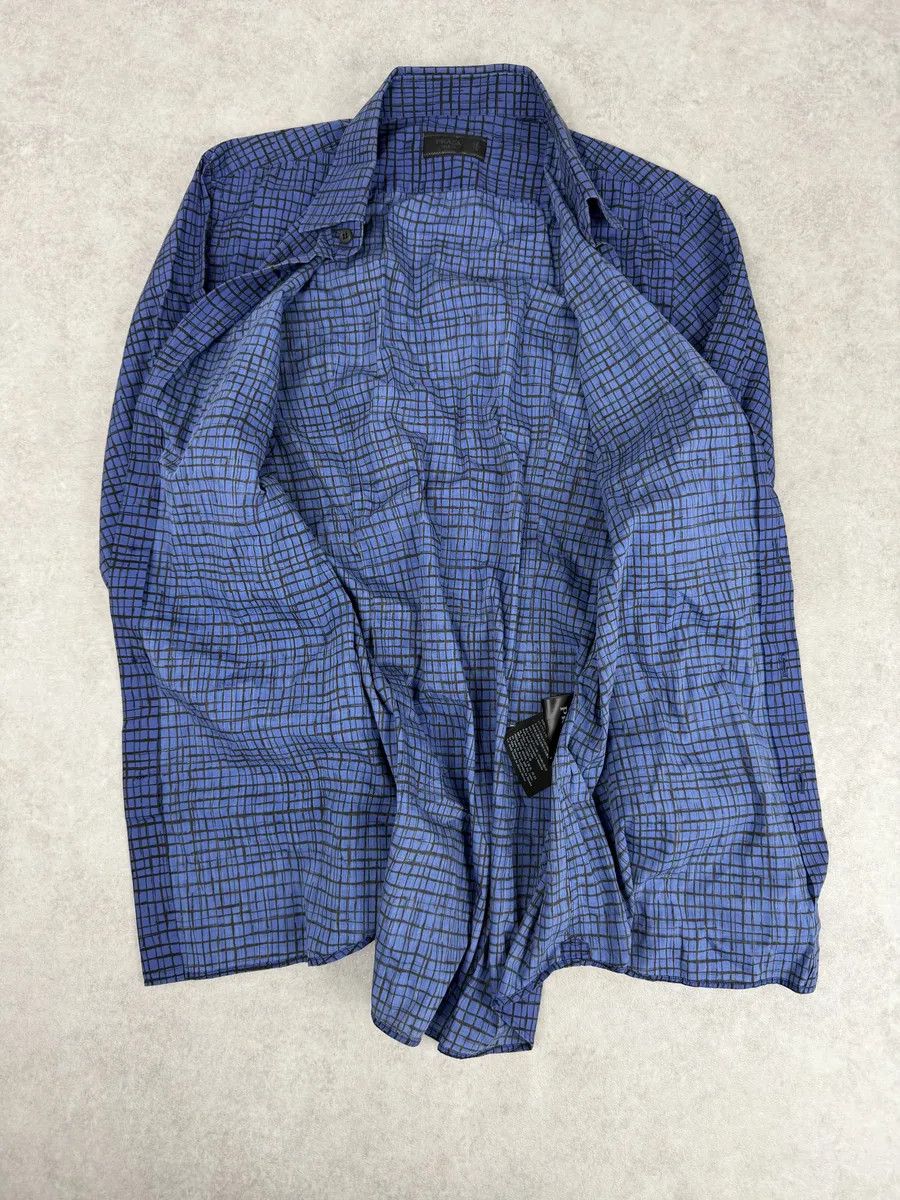 Prada SS02018 Prada Blue & Black Checkered Abstract Shirt Size US M / EU 48-50 / 2 - 6 Thumbnail