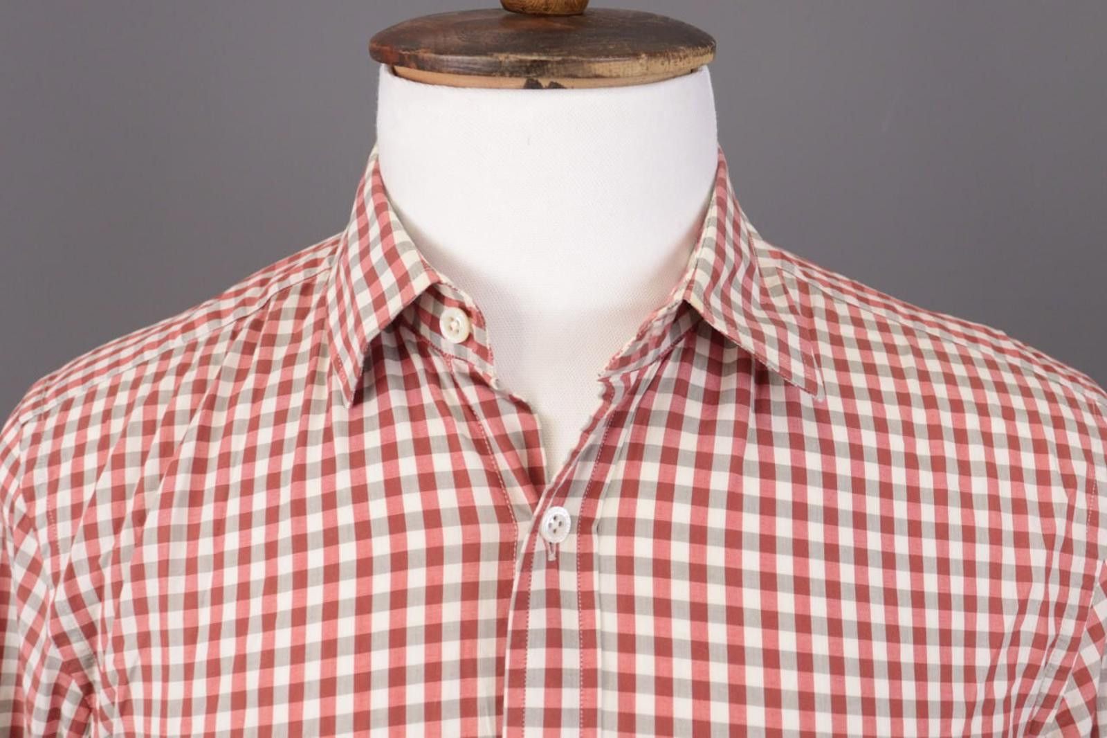 Gieves & Hawkes Red Check Dress Shirt Size M