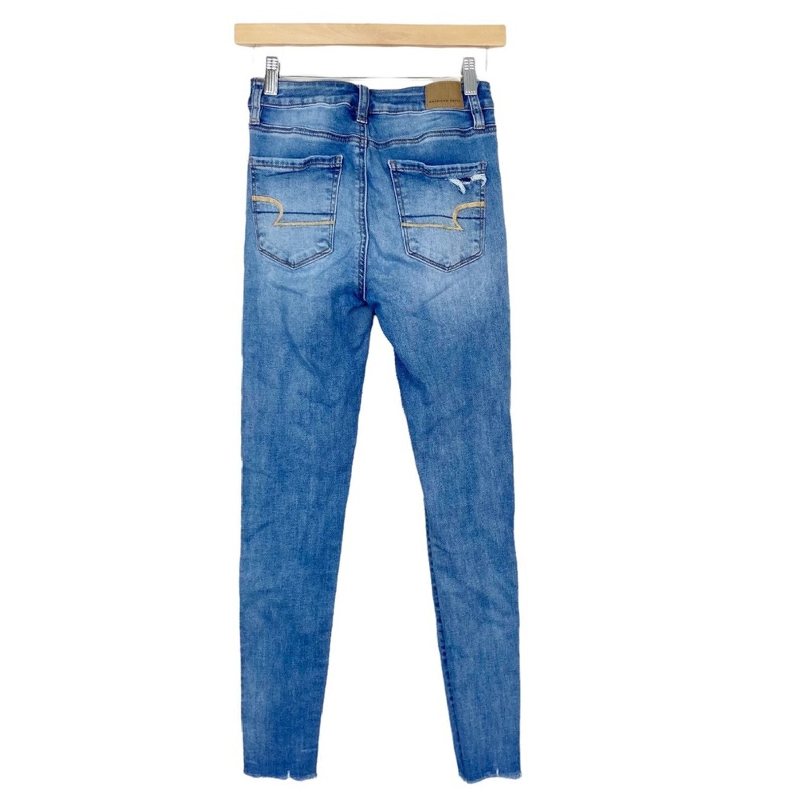 American Eagle Outfitters American Eagle Super High Rise Distressed Skinny Jeans Sz 0 Size 25" / US 0 / IT 36 - 4 Thumbnail
