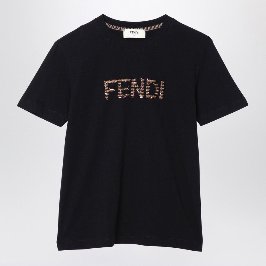 Fendi o1d2blof0824 Cotton T-Shirt With Logo in Black Size M / US 6-8 / IT 42-44 - 1 Thumbnail