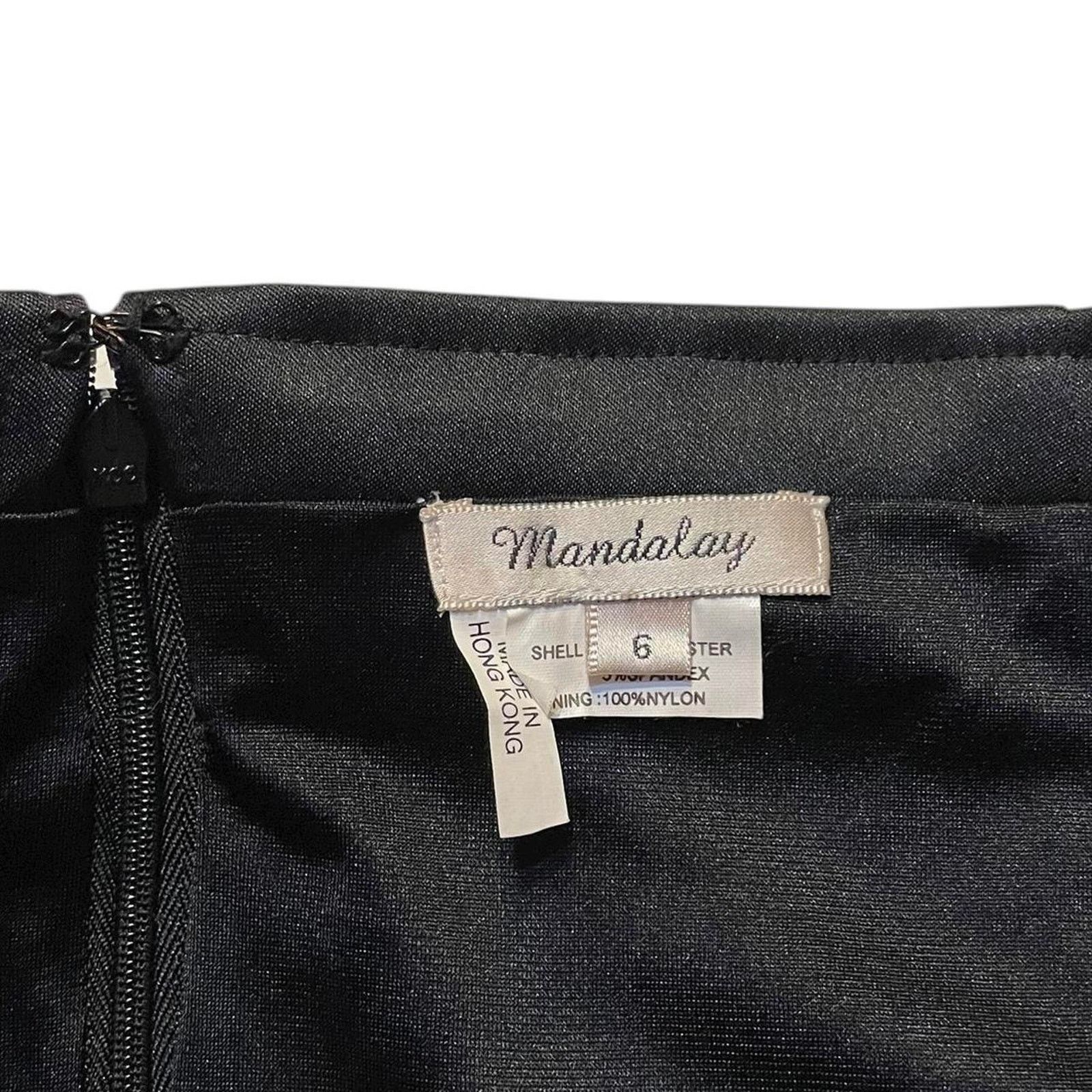 Vintage VTG Mandalay black satin floral embroidered pencil skirt Size 28" / US 6 / IT 42 - 8 Thumbnail