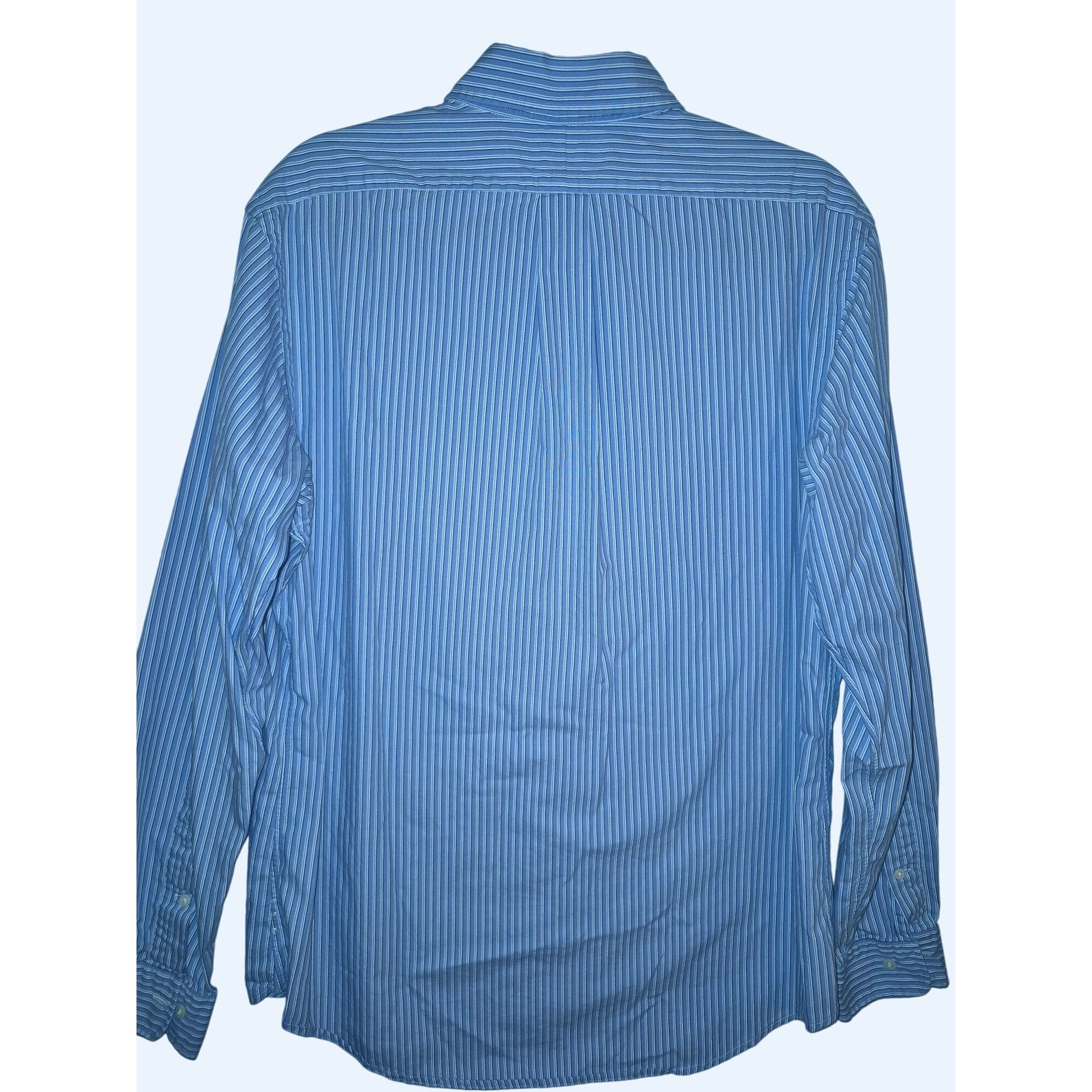 Ralph Lauren Ralph Lauren Blue Striped Custom Fit Button-Down Shirt Mens Size US L / EU 52-54 / 3 - 6 Thumbnail
