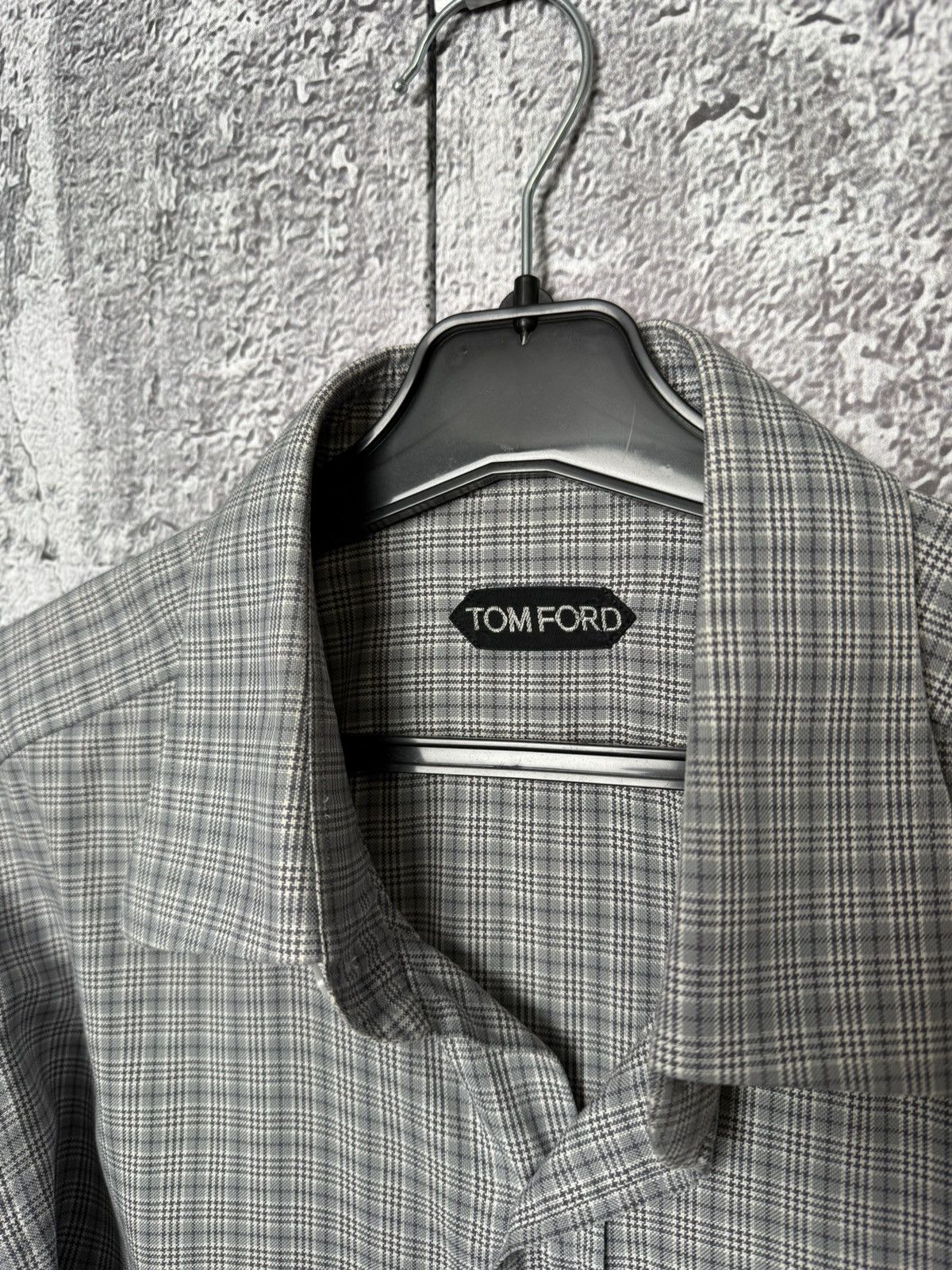 Tom Ford Tom Ford 94S1JE Grey Plaid Button Up Shirt Long Sleeve Men’s Size US L / EU 52-54 / 3 - 13 Thumbnail