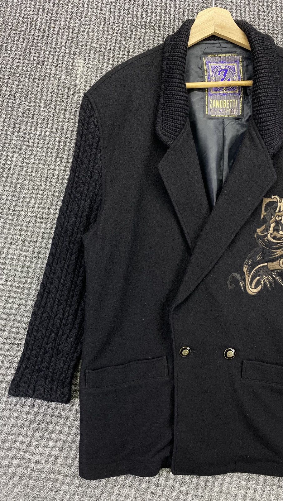 Japanese Brand Vintage Zanobetti Italia Wool Knitted Embroidery Coat Jacket Size XL / US 12-14 / IT 48-50 - 3 Thumbnail