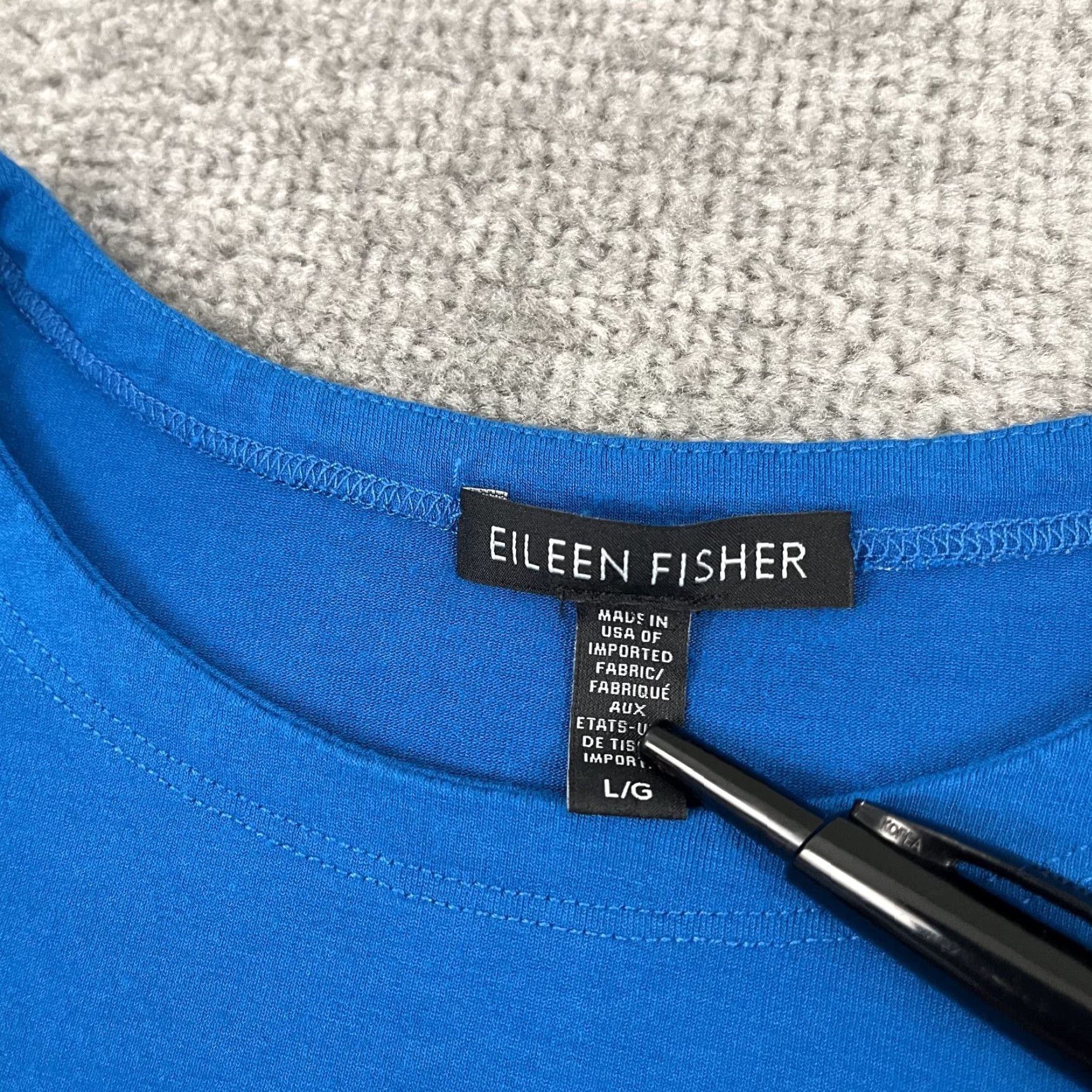 Eileen Fisher VINTAGE Eileen Fisher Blouse Women Large Blue Viscose Lycra Stretch Crew Long Sleeve Casual Top Size L / US 10 / IT 46 - 2 Thumbnail