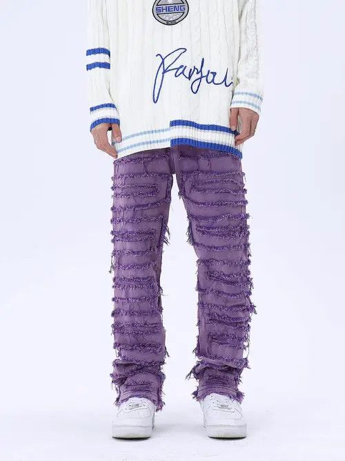 VIBE Purple Distressed Denim Jeans