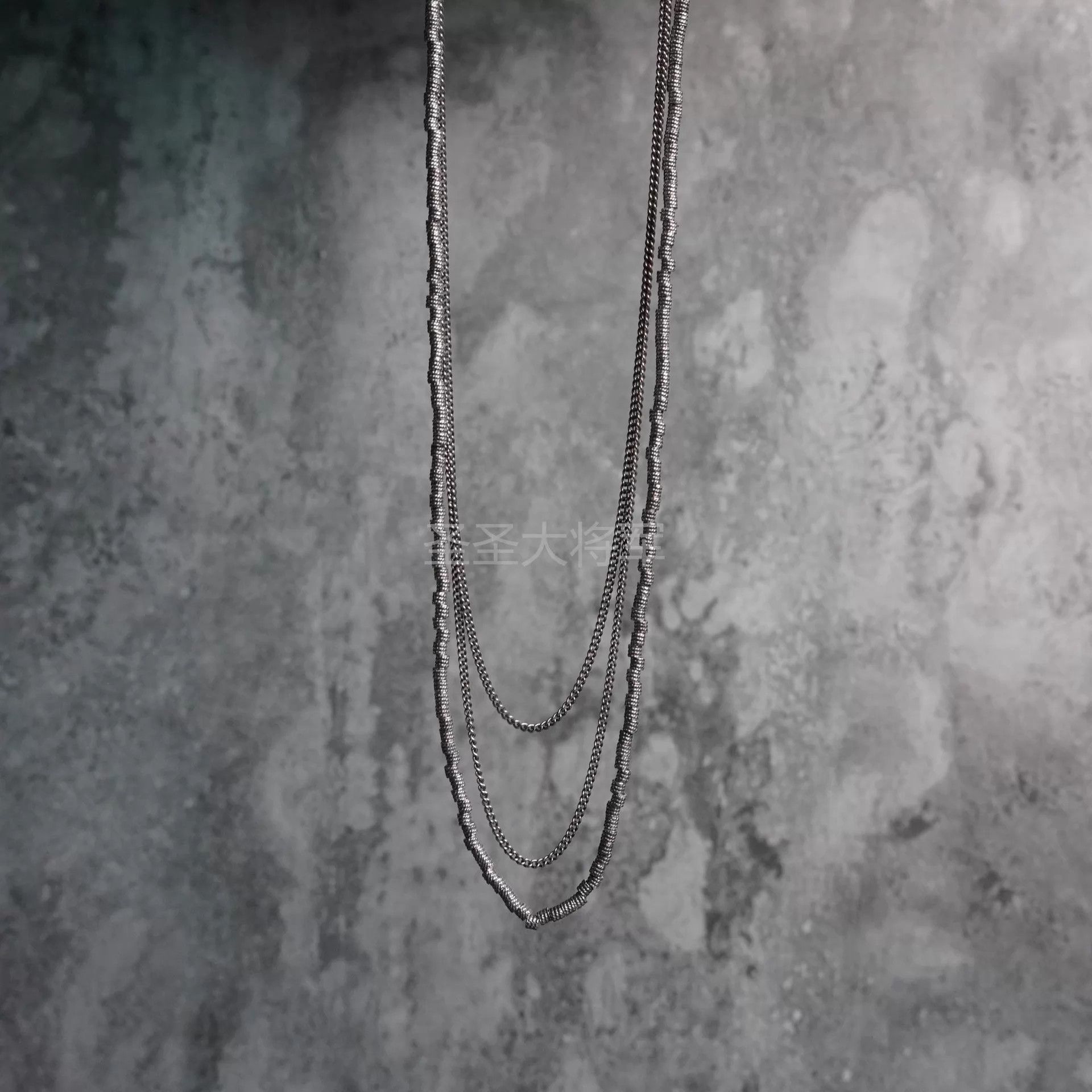 Goti Goti Silver Beaded Mixed Leather Necklace - New Size ONE SIZE - 3 Thumbnail