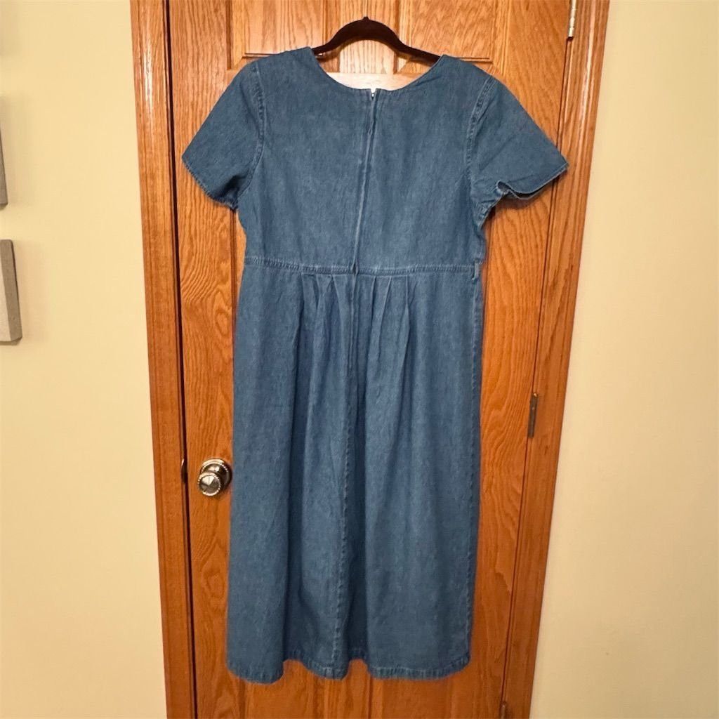 Other Erika & Co Women's L Blue Denim Floral Embroidered Knee Len Size L / US 10 / IT 46 - 2 Thumbnail