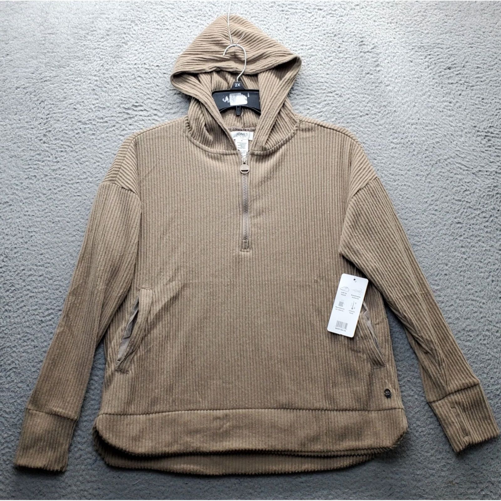 Jones New York Jones New York Sport Hoodie Womens M Brown 1/4 Zip Thumb Hole Hooded Raglan Sleeve Pullover NWT Size M / US 6-8 / IT 42-44 - 2 Thumbnail