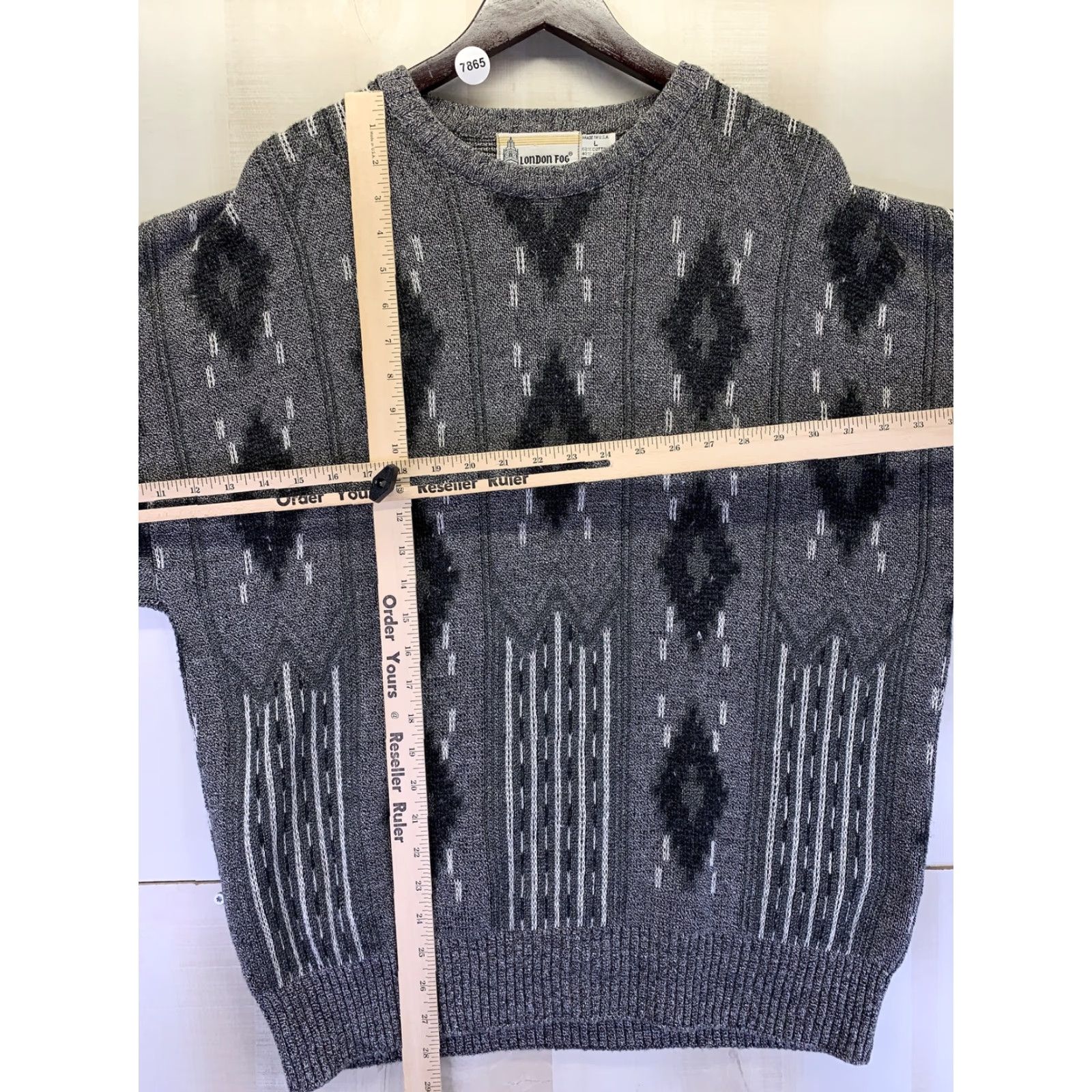 London Fog VINTAGE London Fog Mens Gray Argyle Knit Sweater Shirt L-7865 Size US L / EU 52-54 / 3 - 4 Thumbnail