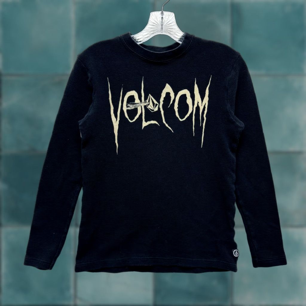 Volcom VINTAGE Volcom Thermal Top Shirt Black S Grunge Waffle Knit Skater Mens Womens Size S / US 4 / IT 40 - 1 Thumbnail