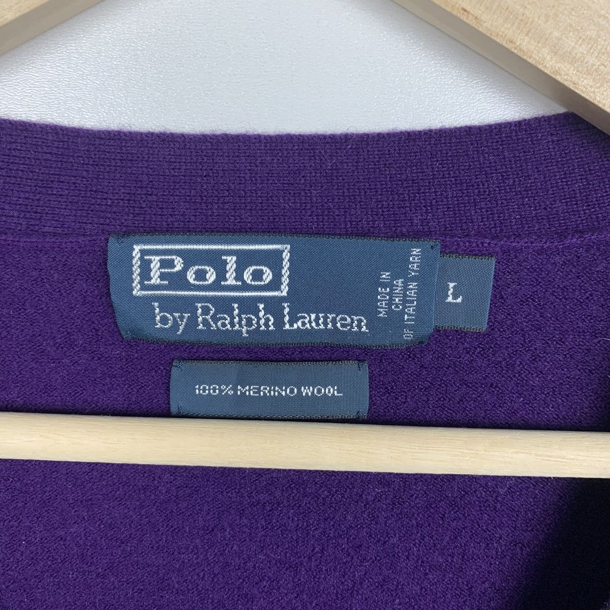Polo Ralph Lauren Vintage Polo Ralph Lauren Merino Wool Cardigan Purple 90's Size US L / EU 52-54 / 3 - 7 Thumbnail