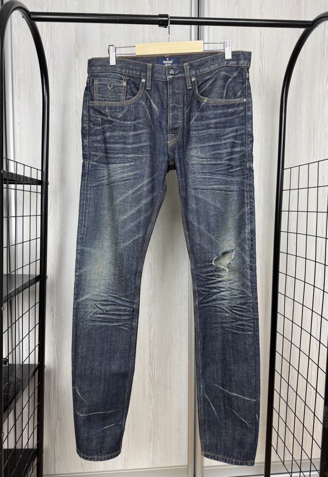 Blue Blood Blue Blood indigo blue faded distressed selvedge denim jeans Size US 34 / EU 50 - 2 Thumbnail