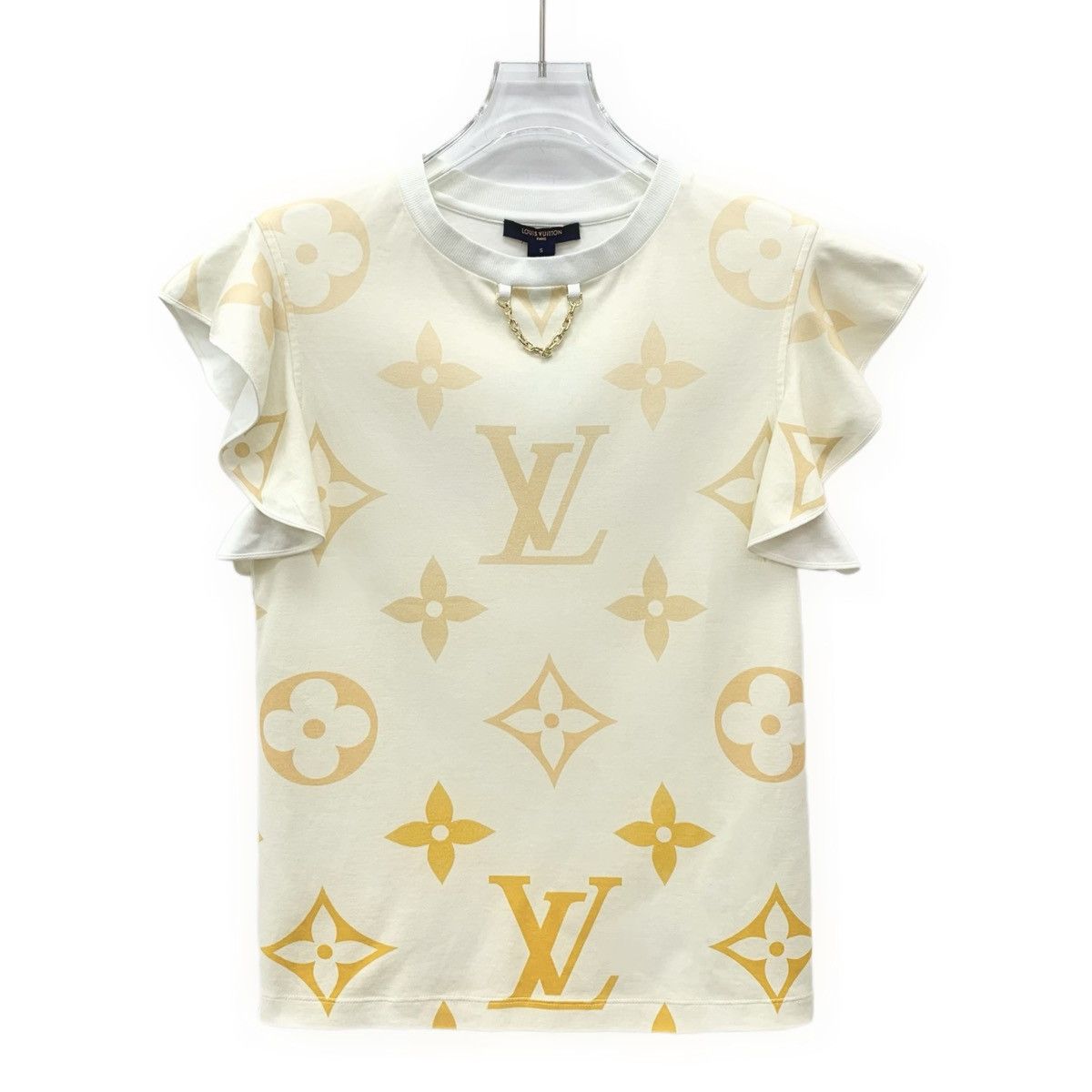 Louis Vuitton Louis Vuitton Beige Monogram Print Sleeveless T-Shirt K26WX Size S / US 4 / IT 40 - 1 Thumbnail