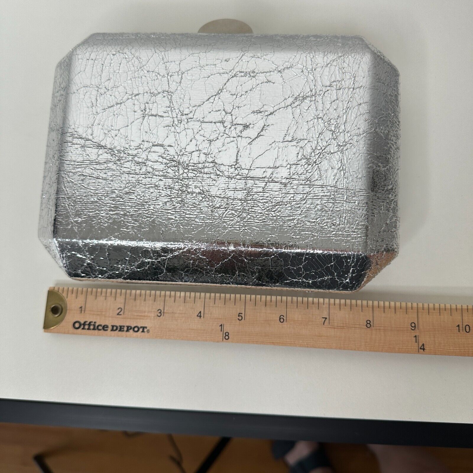 Other Lulu's Silver Metallic Box Snap Clutch Purse & Chain Strap Size ONE SIZE - 14 Thumbnail