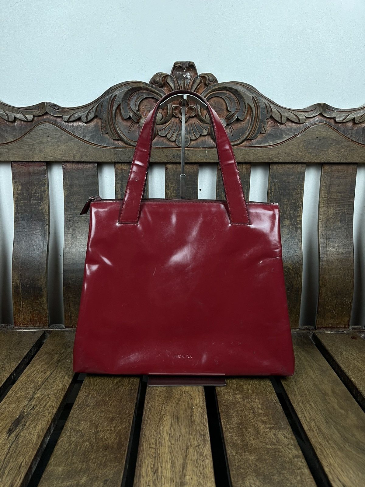 Prada Prada Fall/Winter 1998 Burgundy Patent top handle bag Size ONE SIZE - 1 Thumbnail