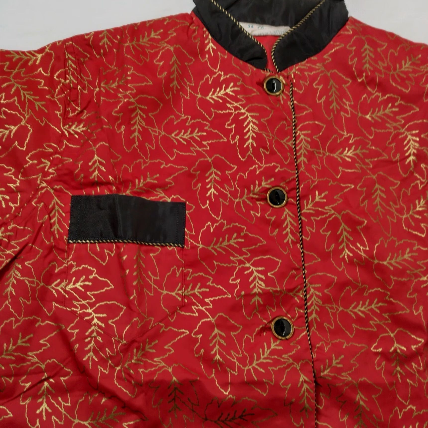 Vintage VINTAGE Lewis Frimel Sleepshirt Women's 34 Pink Night Shirt Button Short Sleeve Collared Gold Leaf Lounge Sleepwear Asian-Inspired 90s Womens Size XXS / US 00 / IT 34 - 2 Thumbnail