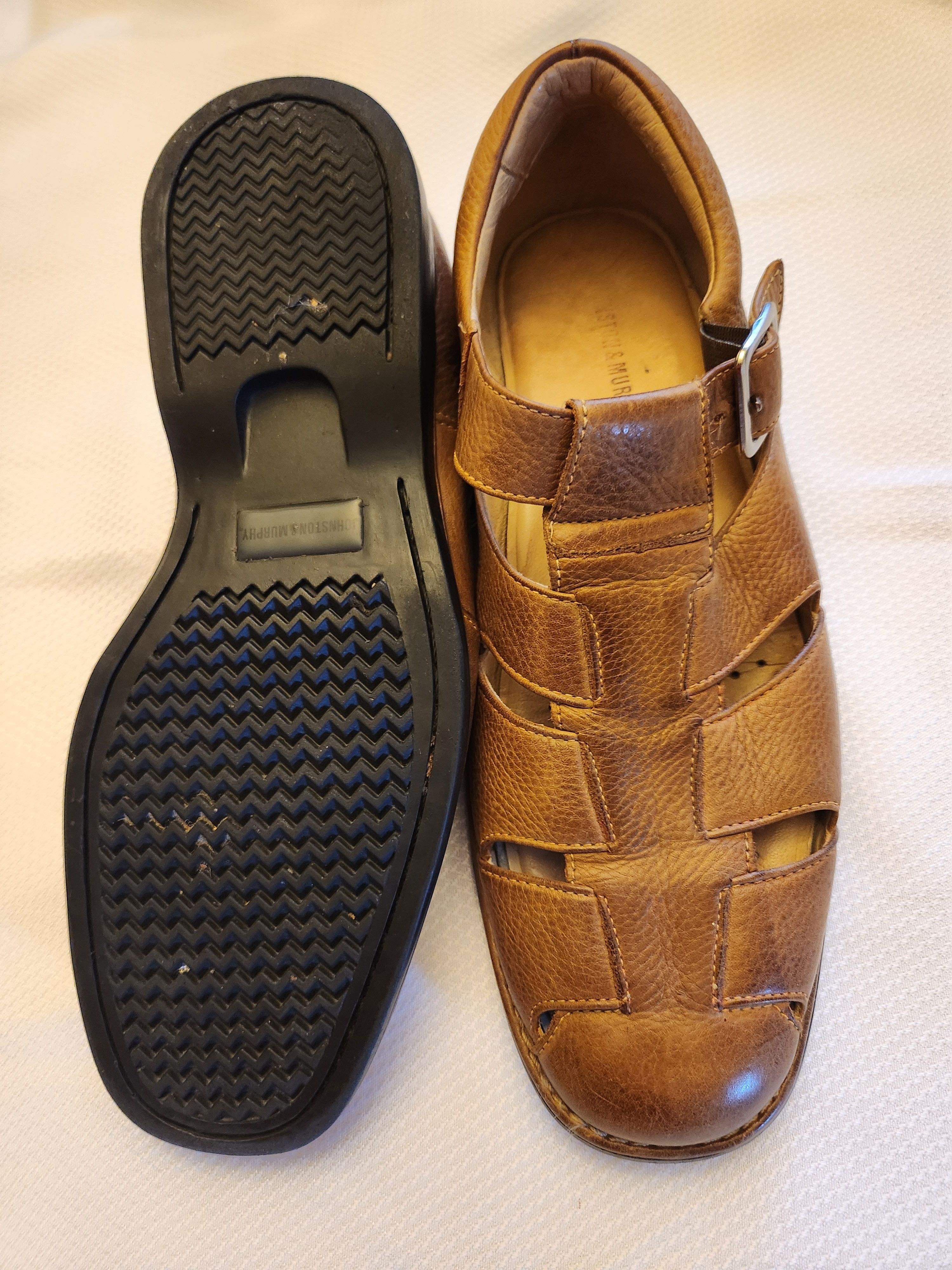 Johnston & Murphy Men's Brown Leather Dress Sandals with Buckel Size US 11 / EU 44 - 3 Thumbnail