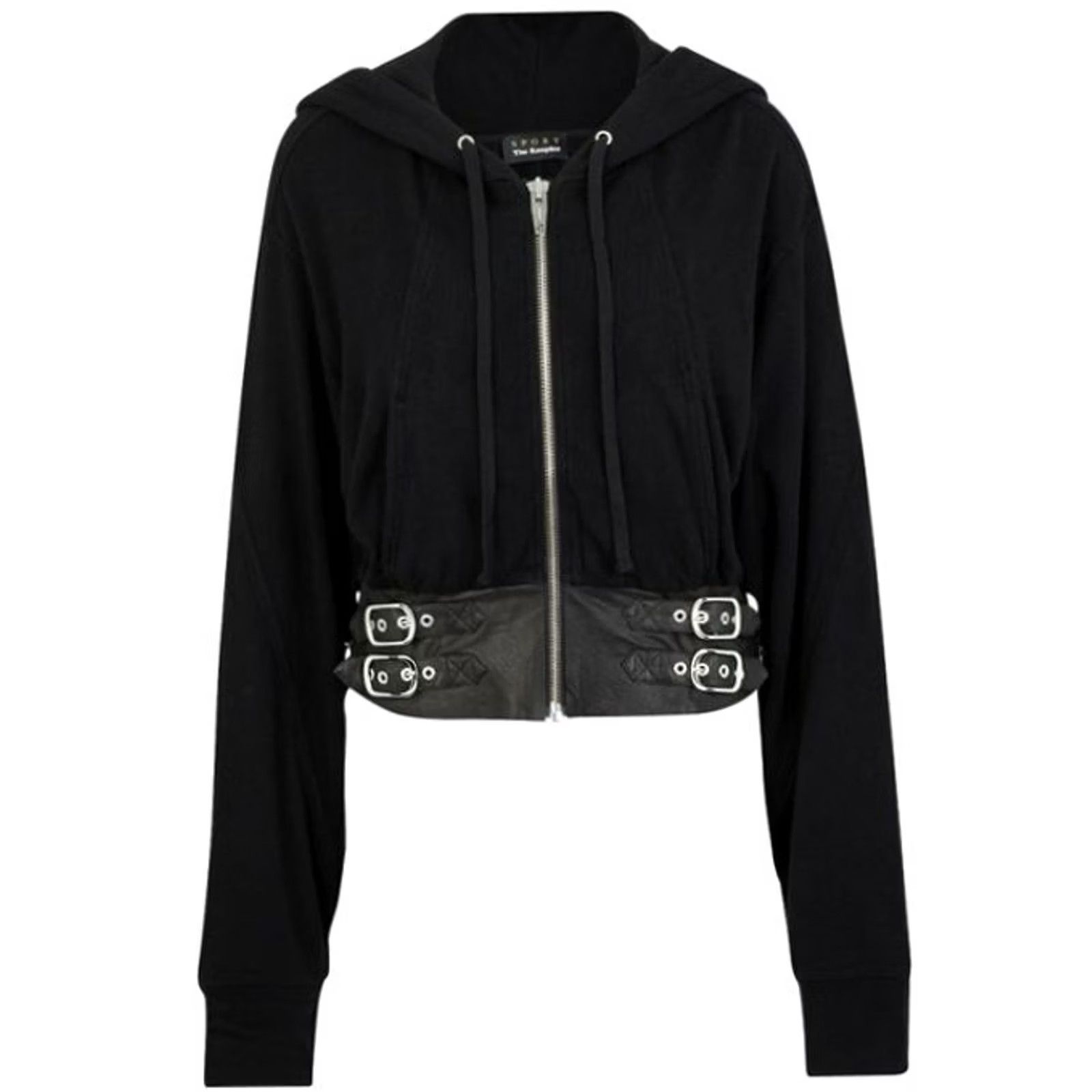 The Kooples VINTAGE The Kooples Sport Black Hoodie With Leather Bands FSWE18055S Women XS? No, size 2. Size XS / US 0-2 / IT 36-38 - 2 Thumbnail