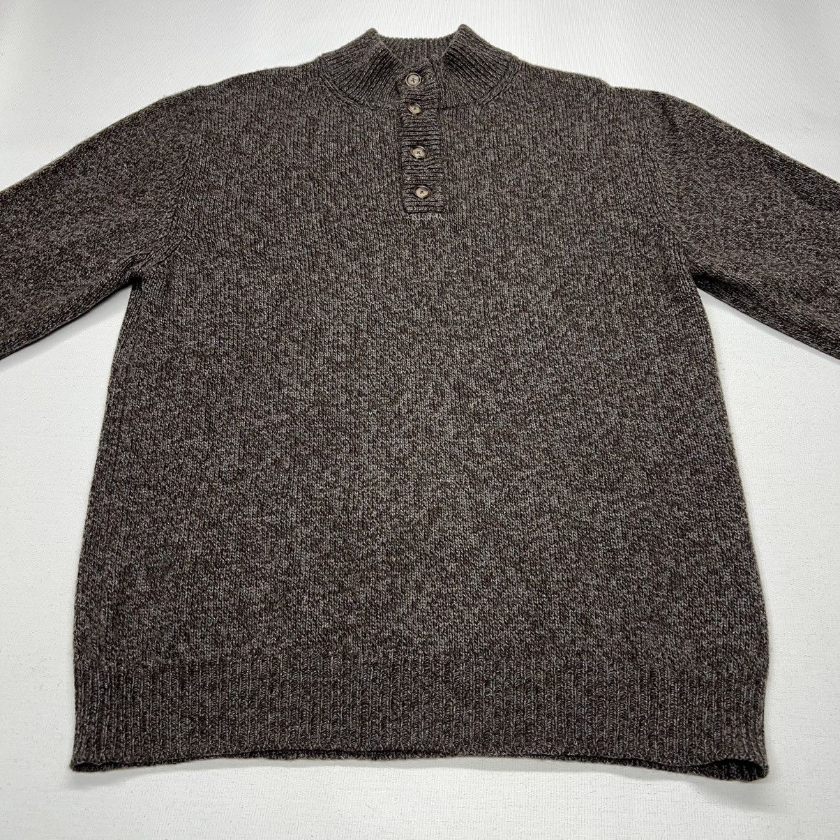Saks Fifth Avenue Saks Fifth Avenue Sweater Brown Cashmere 1/4 Button Italy Size US XL / EU 56 / 4 - 2 Thumbnail