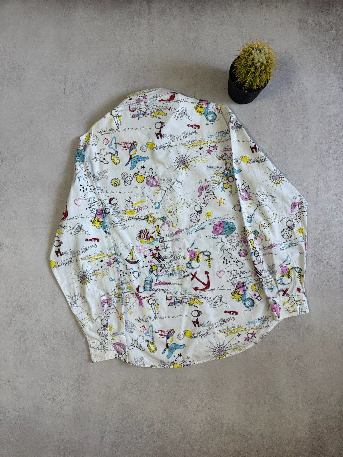 Moschino Moschino Jeans Vintage 90's RARE Captains Map Shirt Size XL Size US XL / EU 56 / 4 - 8 Thumbnail